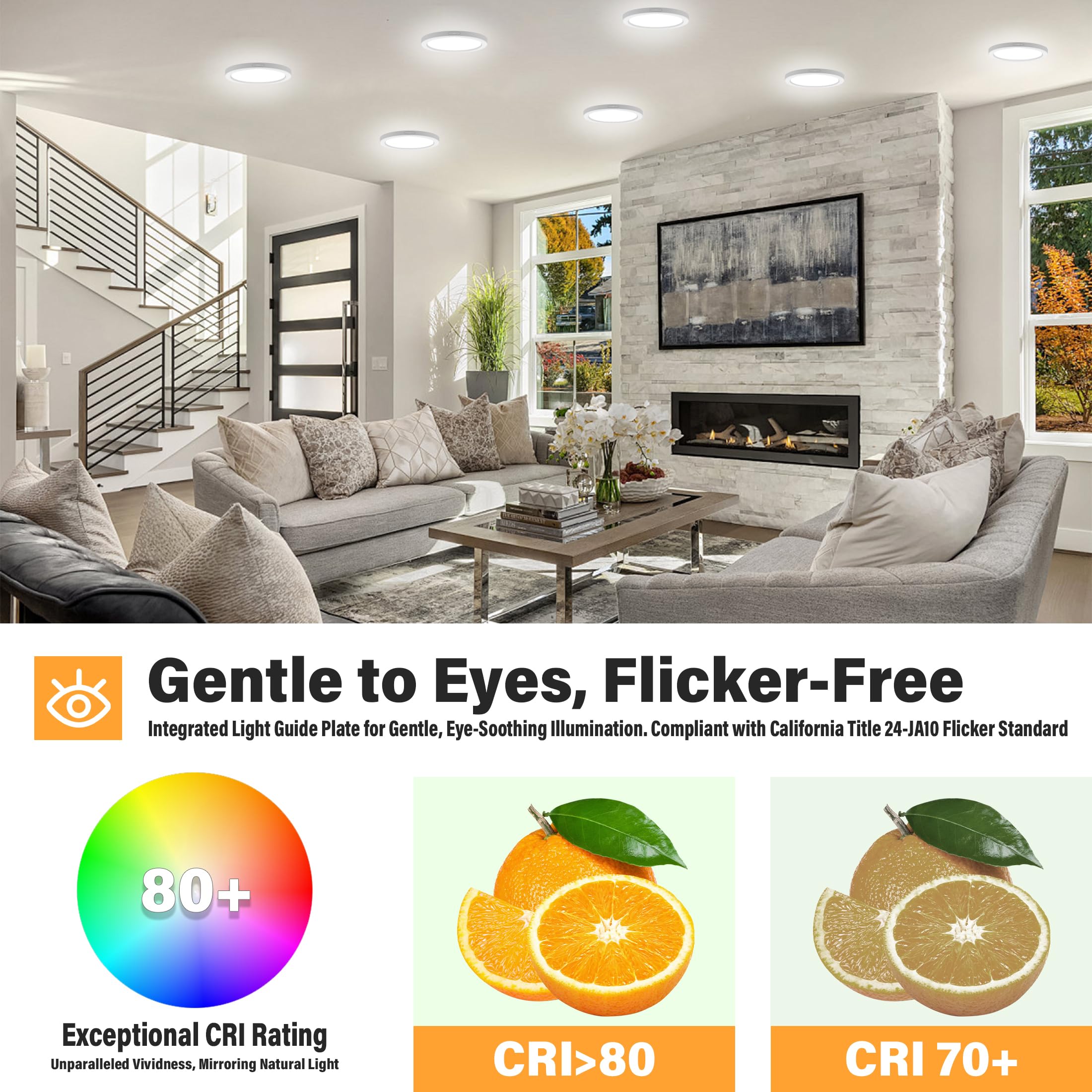 Novelux Etl Listed 7 Inch Small Led Flush Mount Light Dimmable,5000K Daylight Ultra Slim Round Flat Panel Ceiling Light Fixture,