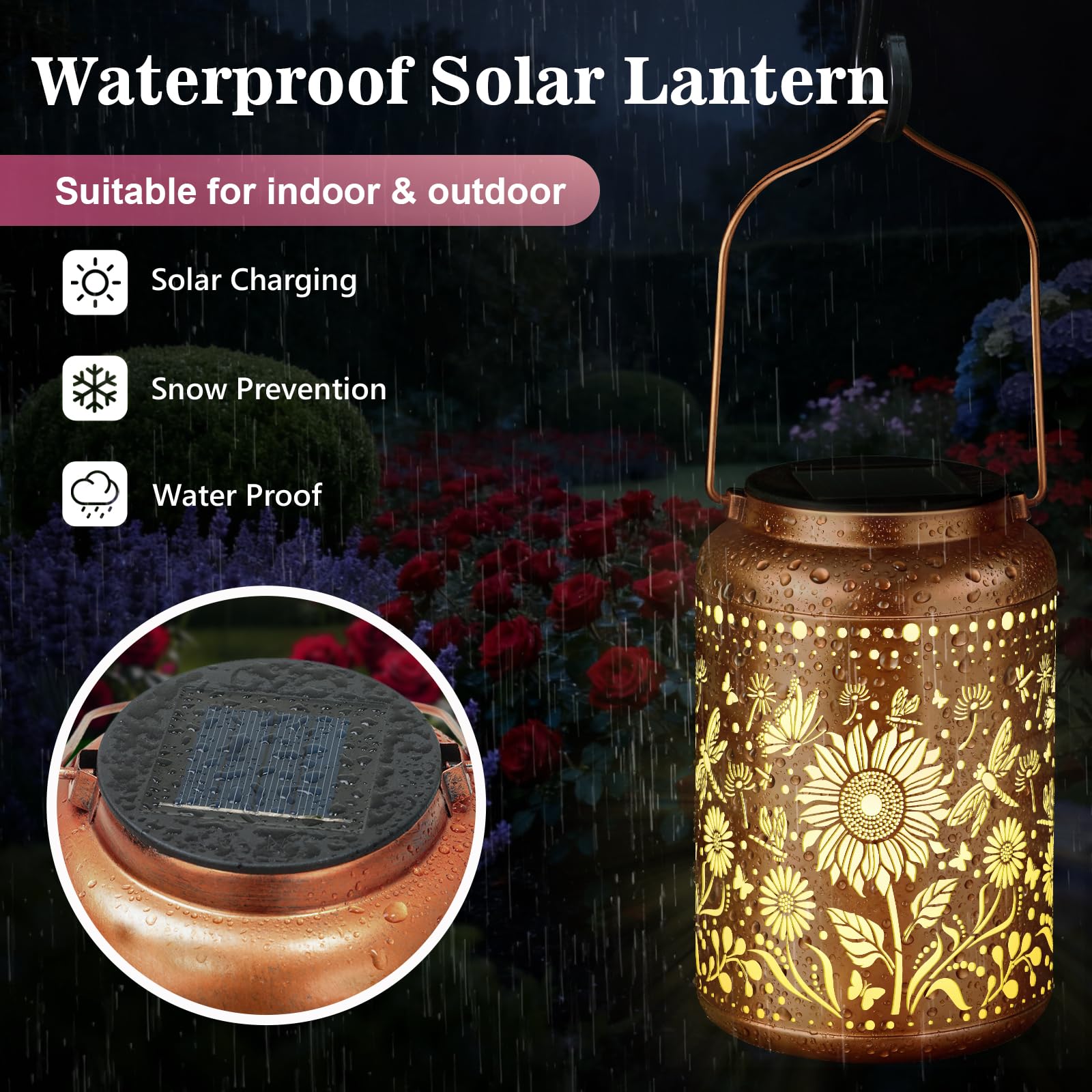 Birthday Gifts For Women Mom Grandma  Sunflower Gardening Gifts For Women  Solar Lantern Outdoor Waterproof Garden Decor Hanging Solar Lights Yard Decorations Outdoor  Backyard  Patio  Porch