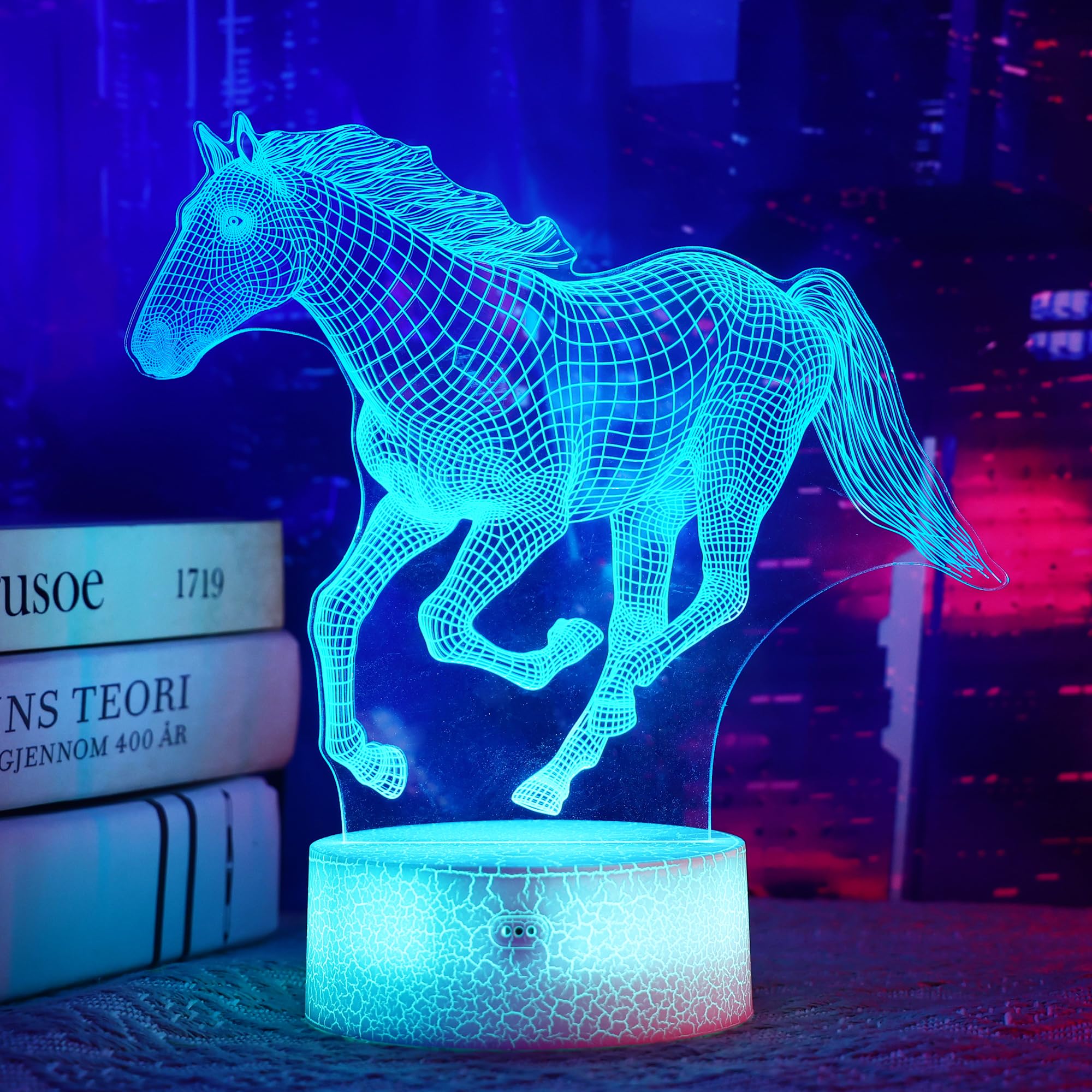 OkiyiD Horse Gifts for Girls, 3D Illusion Lamp, 3D Horse Night Light with 16 Colors Remote and Touch Control, Horses Decor for Kids Room, Girls Birthday Gifts