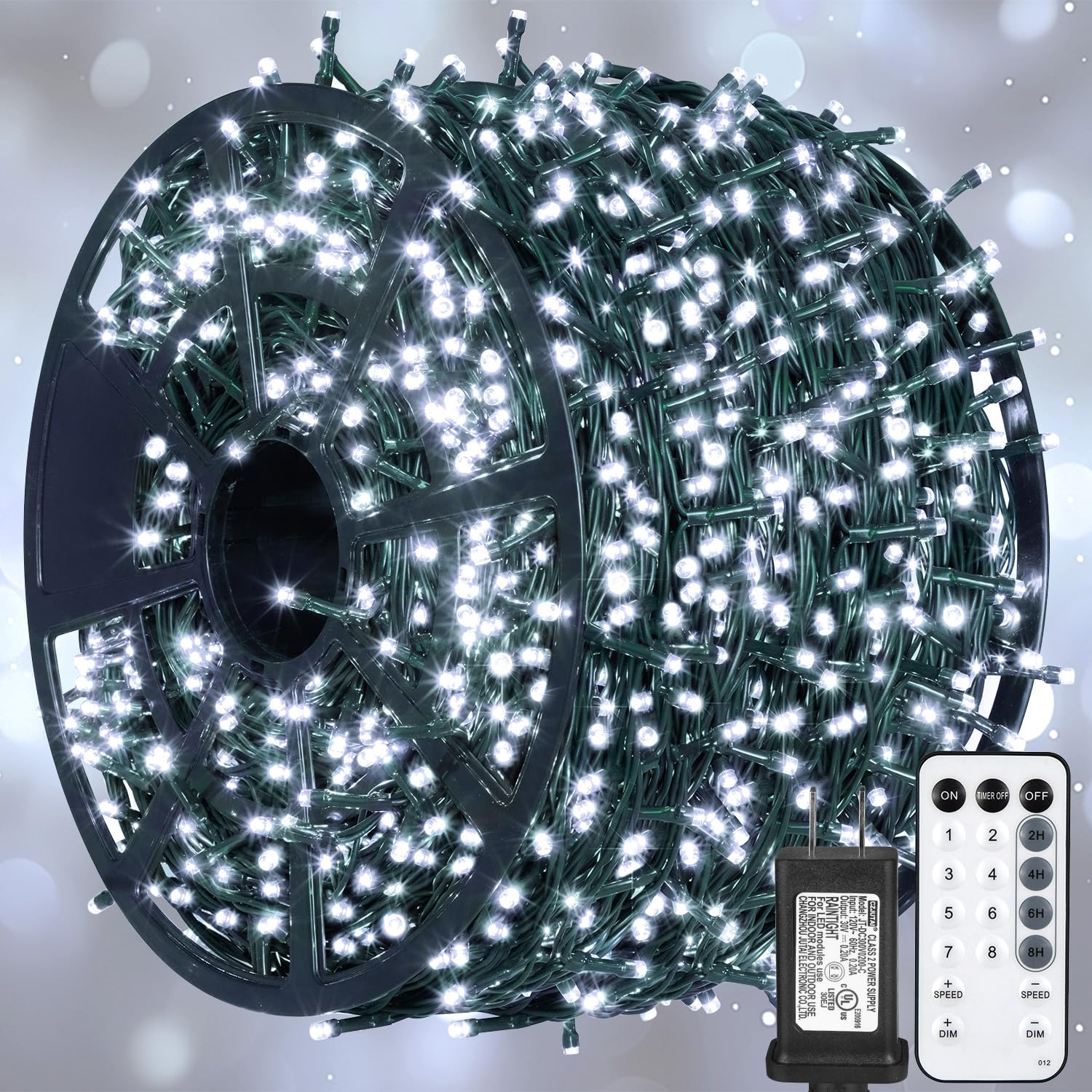 weillsnow 328 FT 1000 LED Christmas String Lights with Remote & Timer, 8 Lighting Modes Twinkle Lights, Waterproof Fairy Lights 