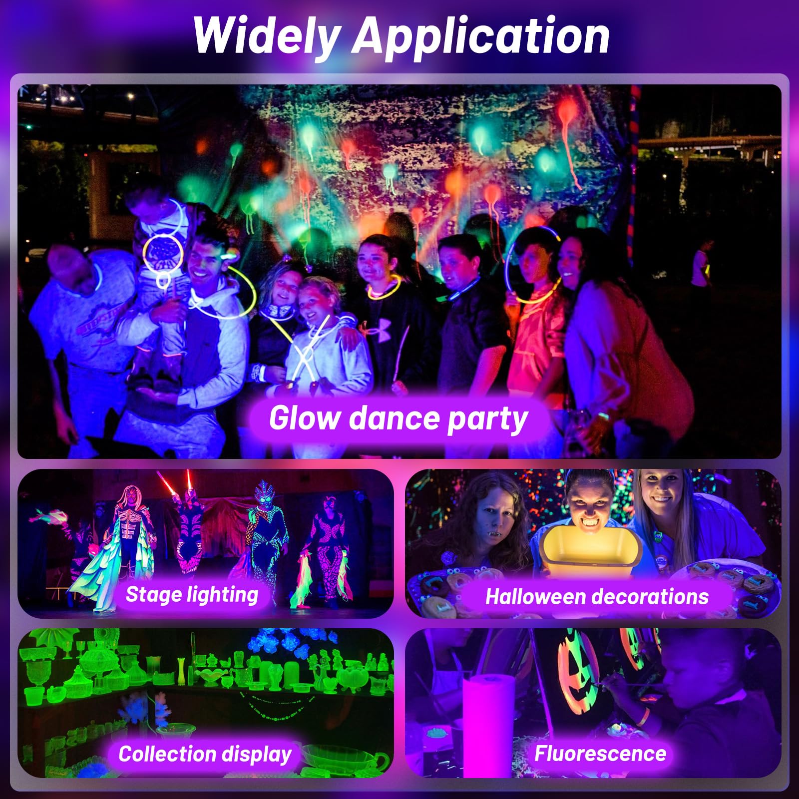 120W Led Black Lights, Blacklight Flood Light For Halloween Decorations, Ip66 Waterproof Black Lights For Black Light Party, Sta