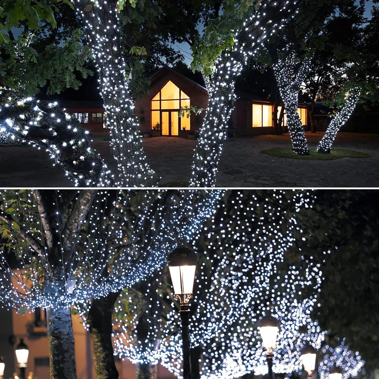 Potive 2 Pack Each 200 Led Solar String Lights Outdoor Waterproof, 75.5 Ft Green Wire Solar Christmas Lights, 8 Modes White Solar String Lights For Wedding Decor Tree Party Patio Decorations