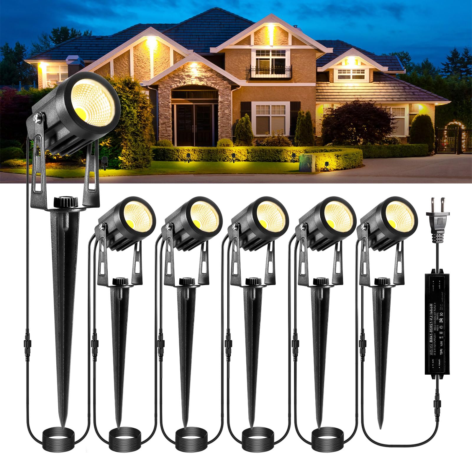 Ecowho 6 Pack 3W Low Voltage Landscape Lights, 2700K Warm White Waterproof Led Spot Lights