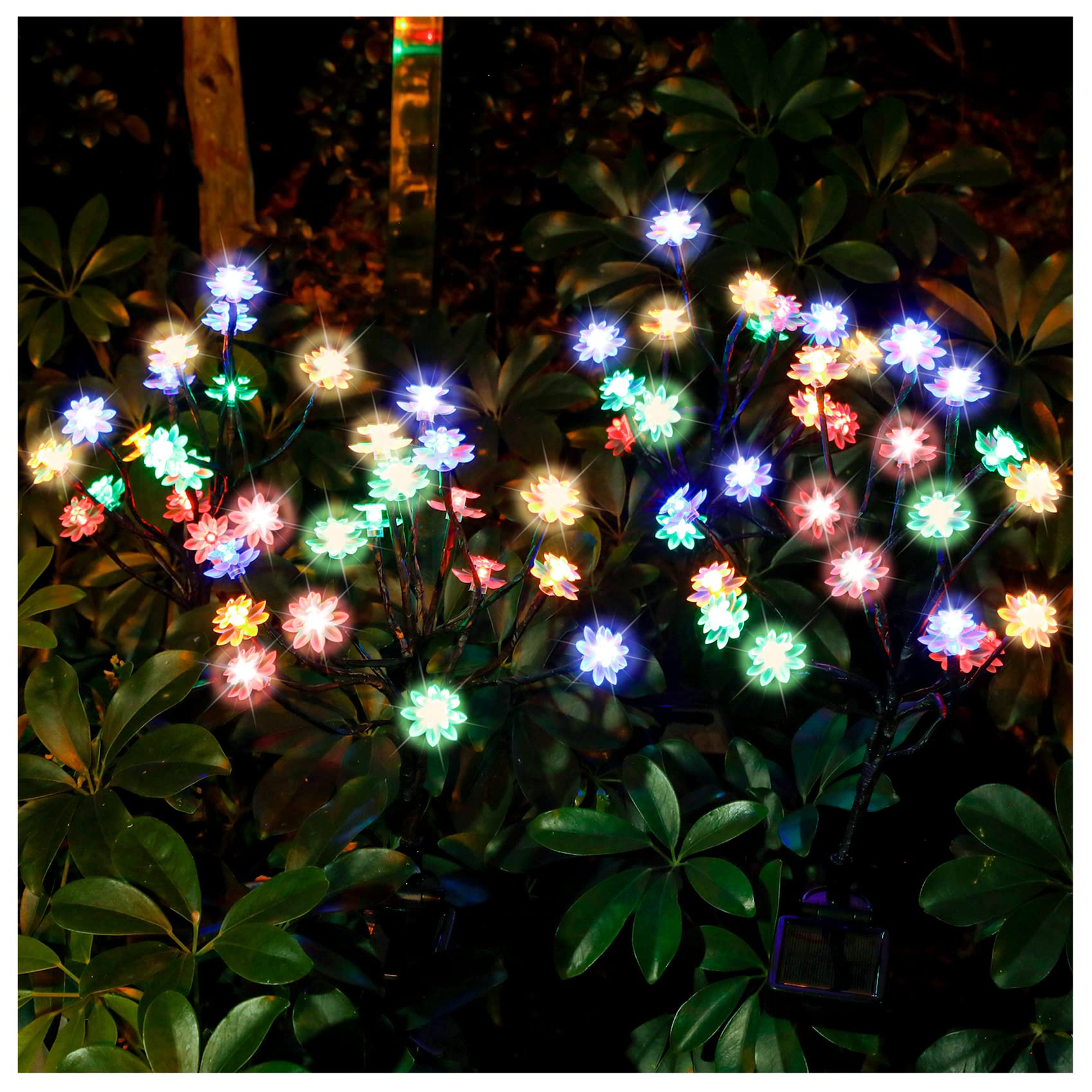 TONULAX Solar Garden Lights - Upgraded Landscape Tree Lights with Larger Solar Capacity  Decorative Light Outdoor for Pathway  Patio  Front Yard Decoration(2 Pack)