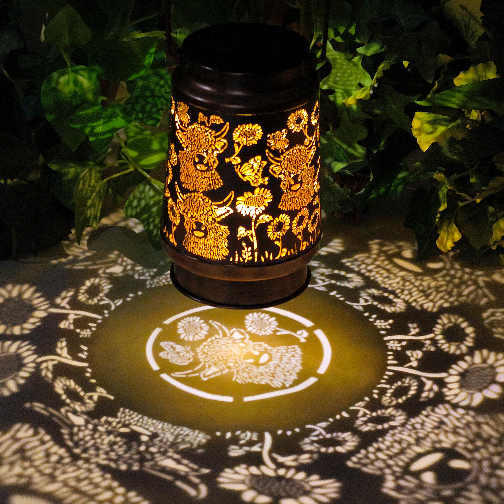 Solar Lanterns Outdoor Waterproof Decoration  Highland Cow Garden Decor Hanging Lantern Lights  Birthday Gifts For Women  Led Decorative Outside Light  For Yard  Patio  Porch Pathway  Table  Trees
