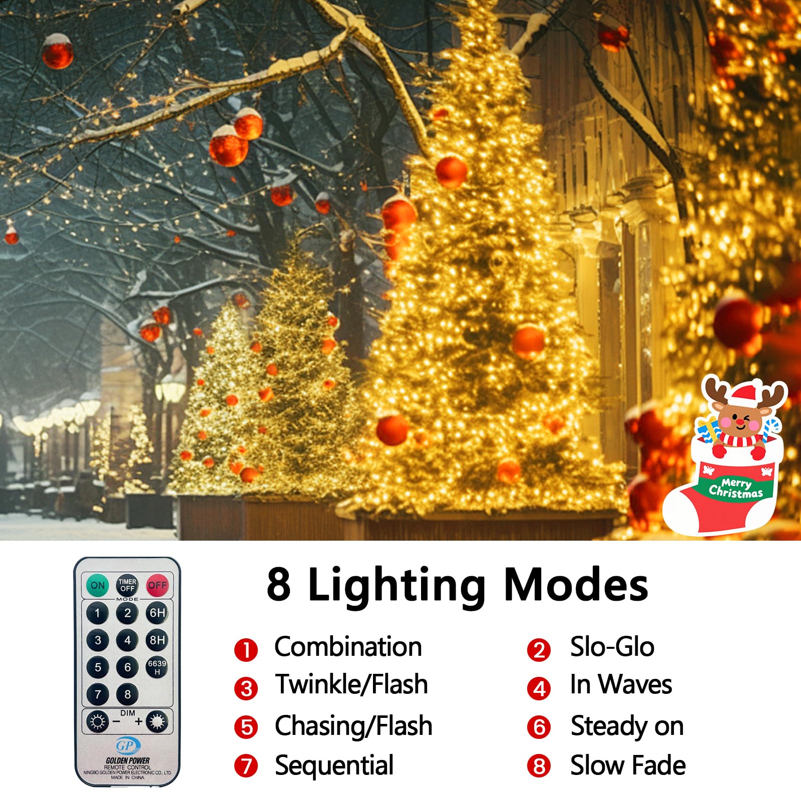 100Ft 2000 Led Cluster Christmas Lights  Christmas Tree Lights Outdoor Indoor With 8 Modes & Timer & Remote  Fire ers String Lights Waterproof For Garland Party Xmas Decorations  Warm White