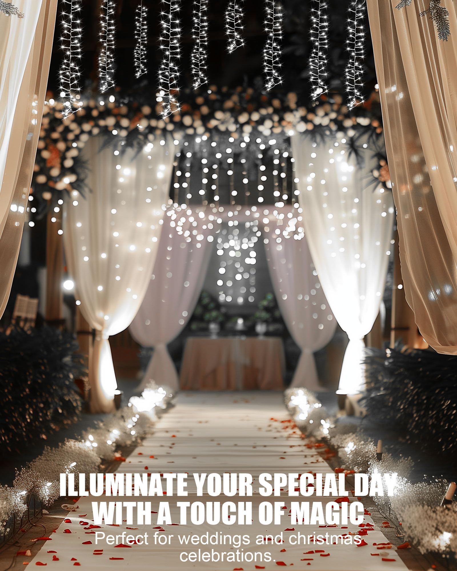 Brightown Cluster Icicle Lights - 20Ft 1125 Led Outdoor Christmas Lights With Timer Function, Pure White