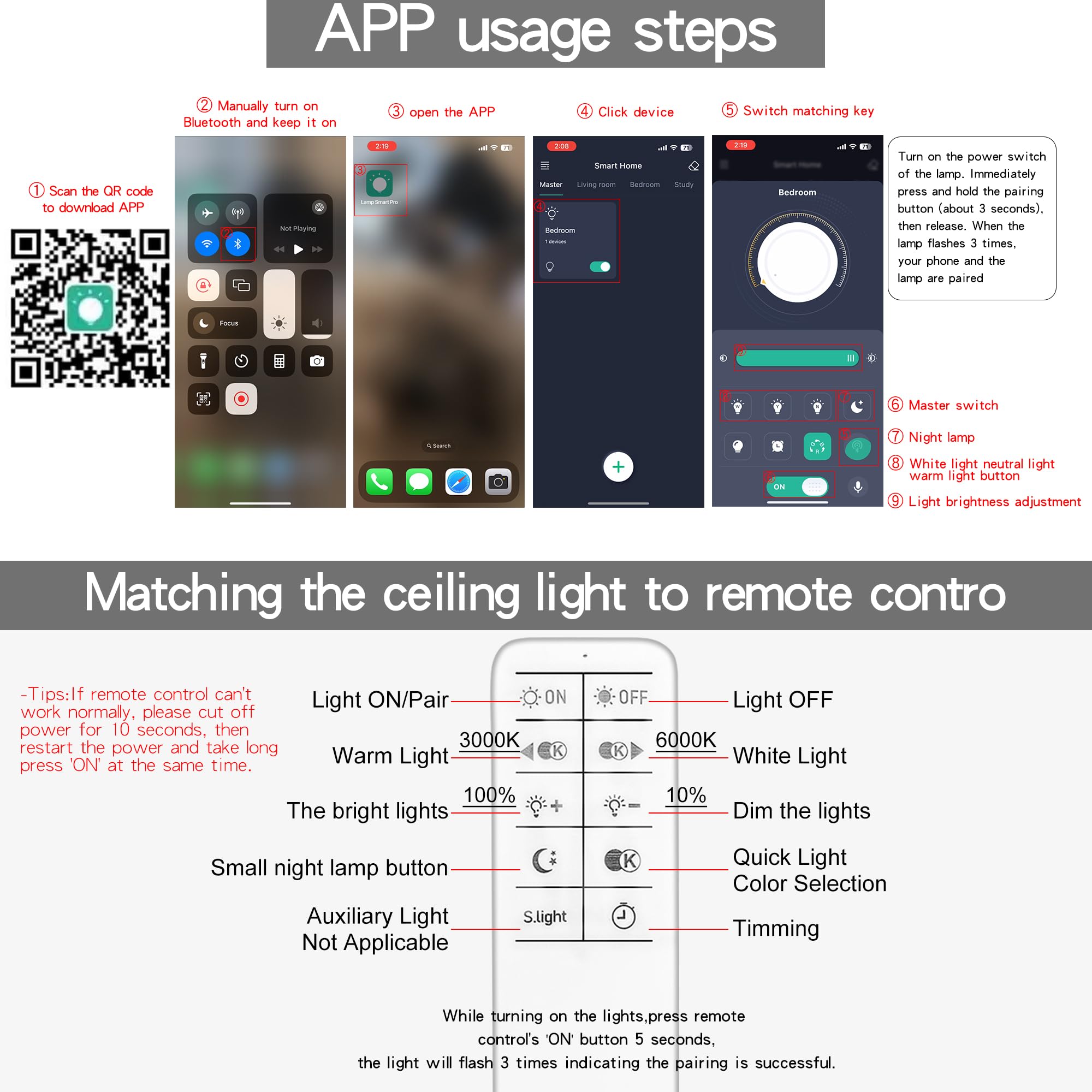 ONEELDY Black LED Flush Mount Ceiling Light, Dimmable, 47in Round 6 Rings Fixture for Dining Room, Living Room, Bedroom
