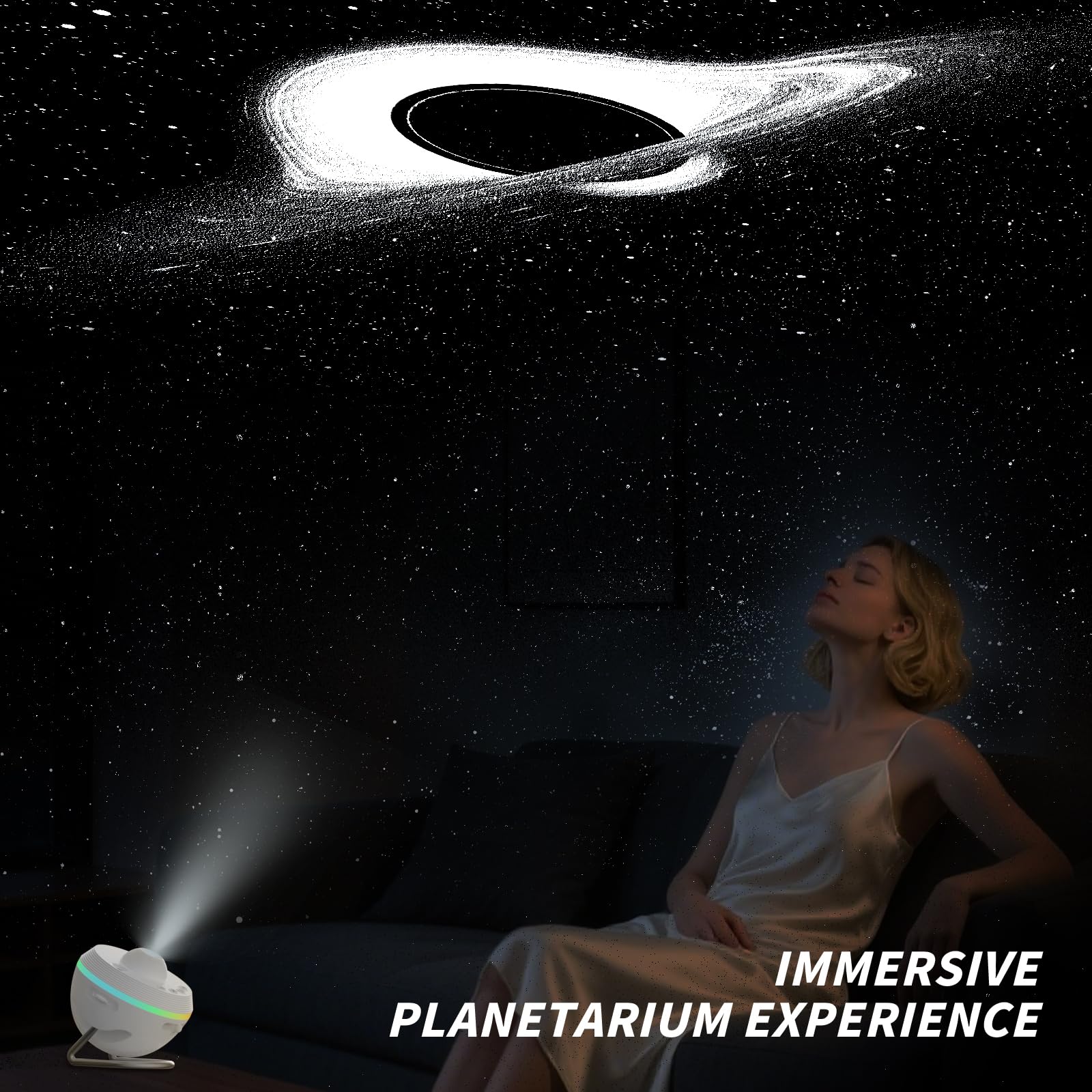 Ainael Galaxy Projector - White Star Projector Night Light with Light Strip, Model SKE-TKQ01 for Kids & Adults, Perfect Christmas Gift
