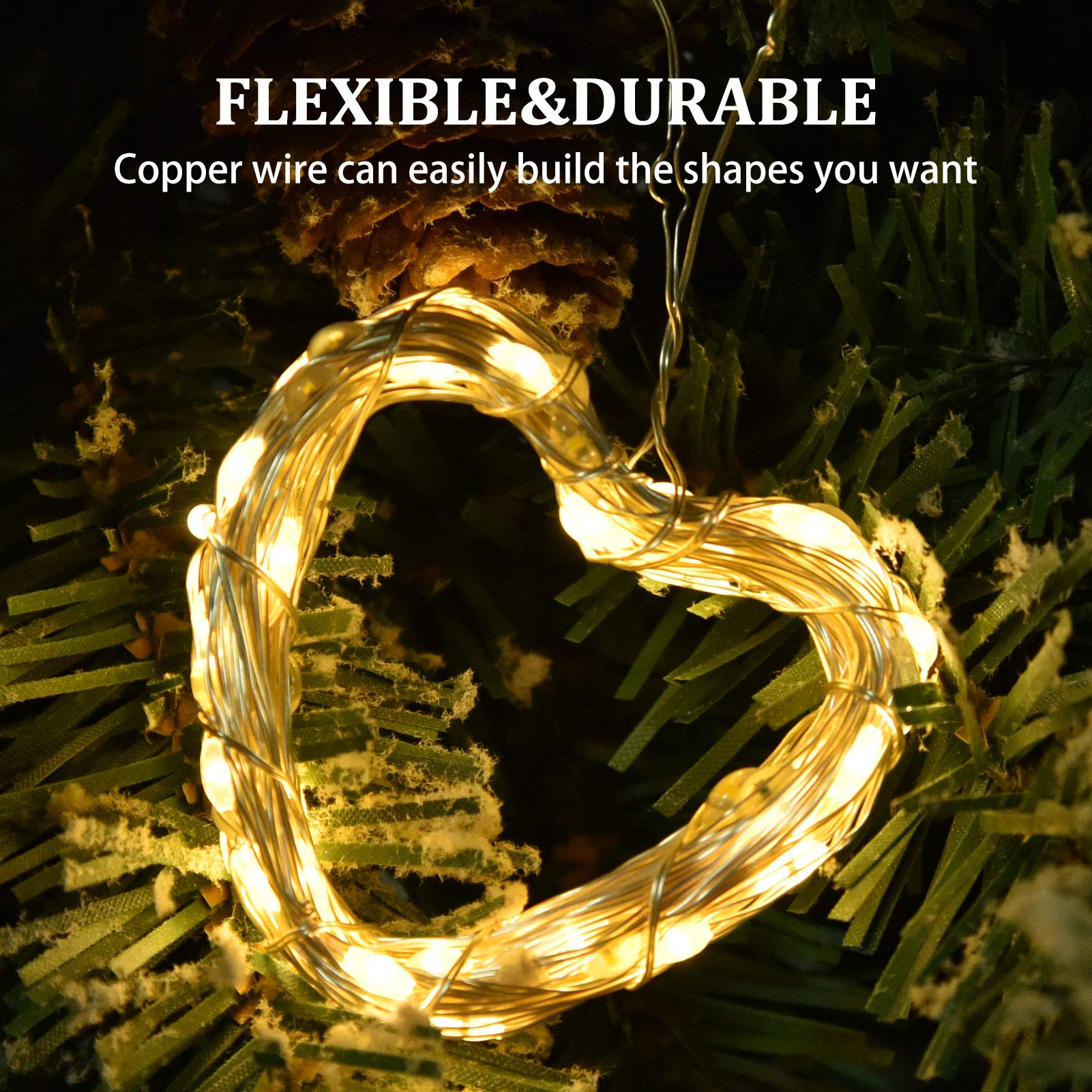Sprklinlin 2 Pack 100 Led Solar Powered String Lights, Each 33Ft Copper Wire 8 Modes Solar Fairy Lights Outdoor Waterproof For G
