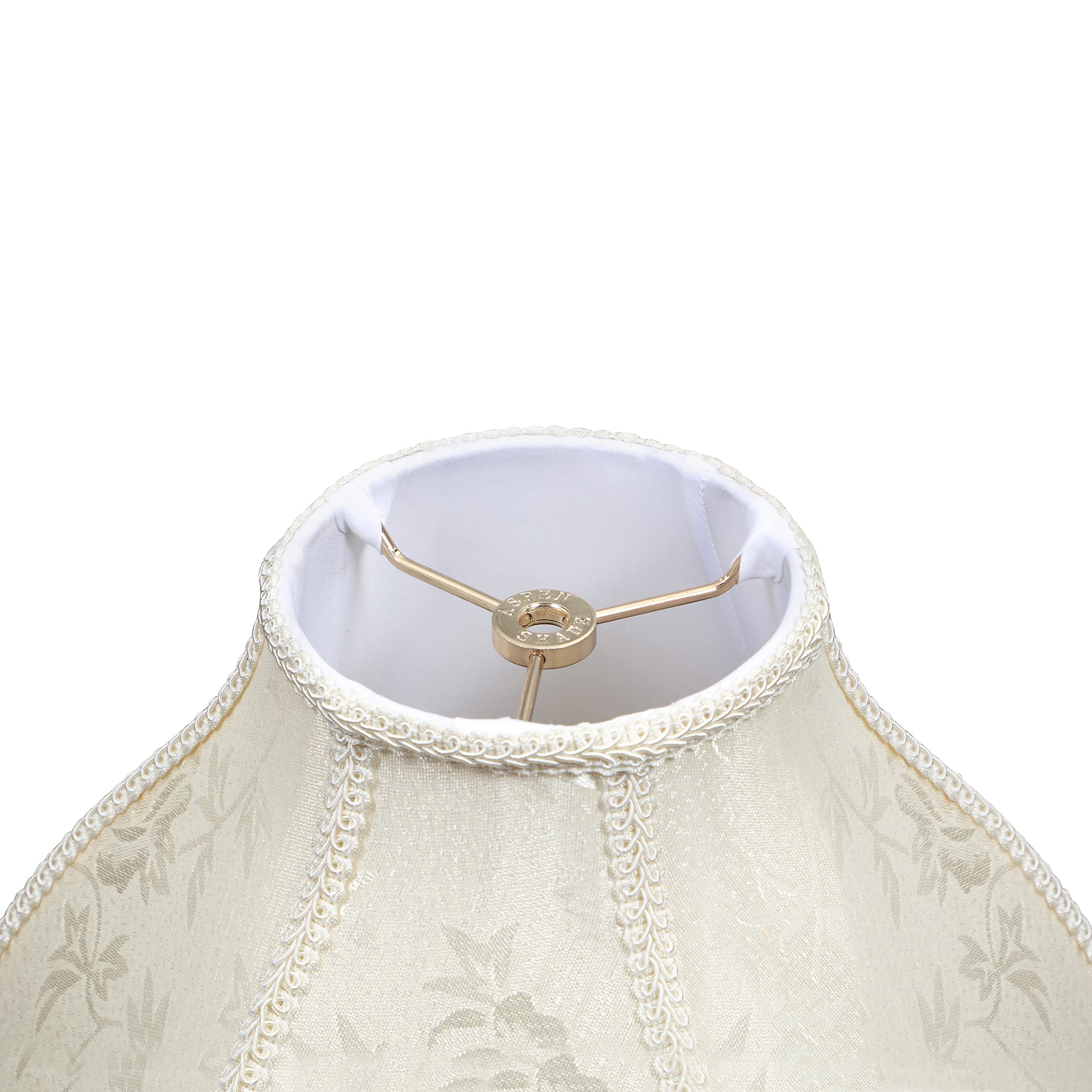 Aspen Creative 30334 Scallop Bell, Jacquard Textured Fabric Spider Lamp Shade, 5&quot; Top X 13&quot; Bottom X 9 1/2&quot; Slant Height, Ivory