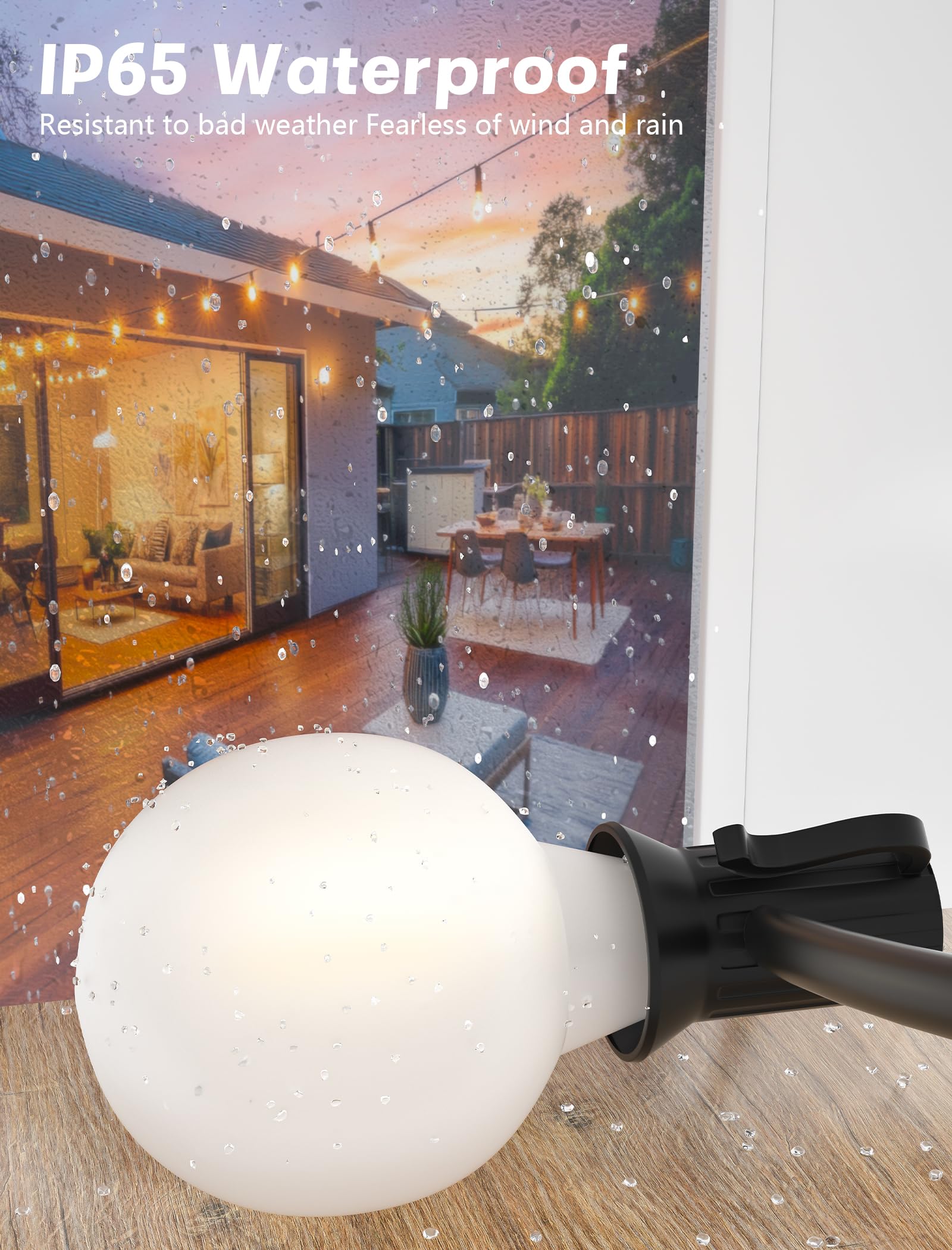 Sunsgne G40 Outdoor String Lights - 25Ft Led Frosted Bulbs, Shatterproof, Black Wire For Patio, Garden, Party Decor
