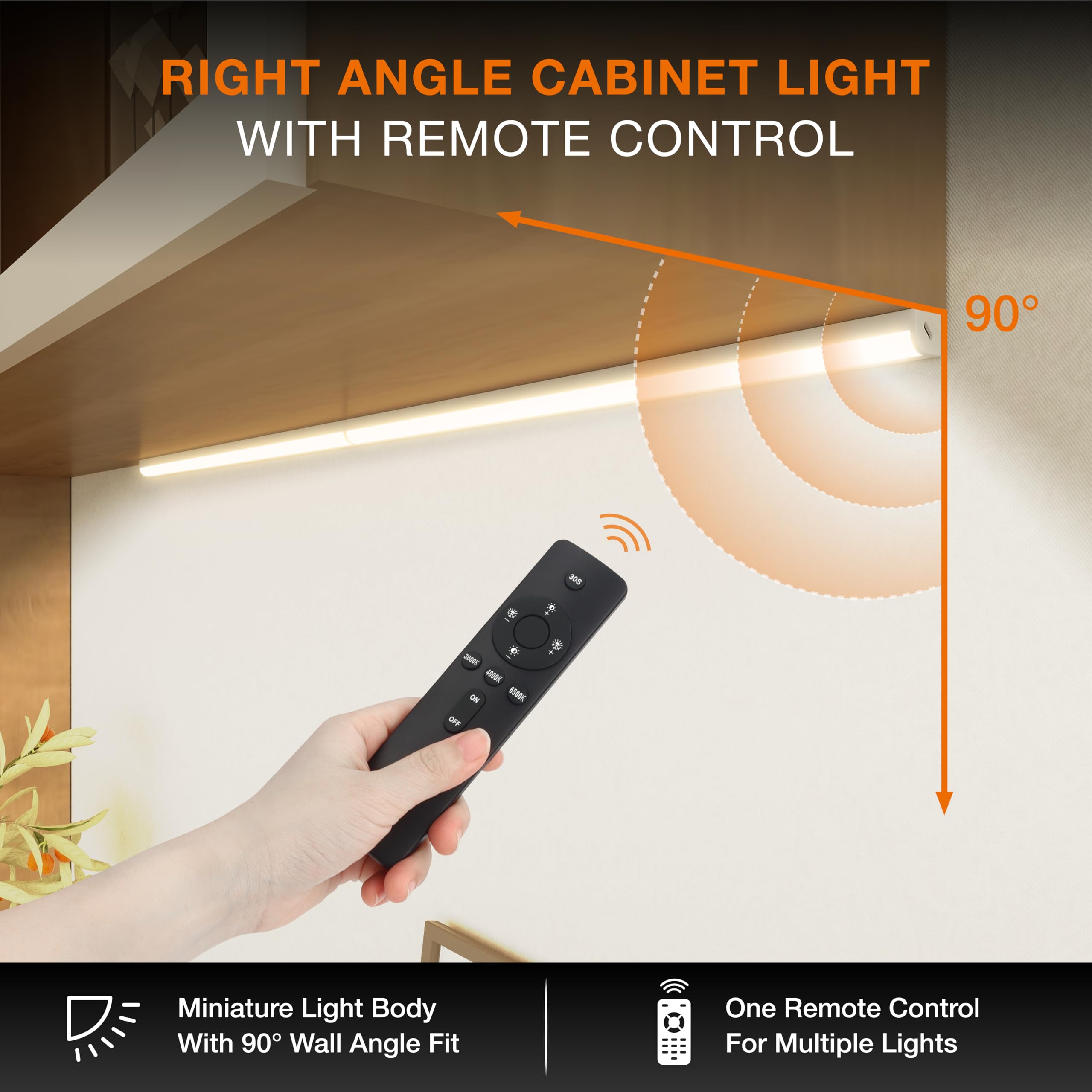 MEKKLEON Under Cabinet Lights, 40CM Wireless LED, Dimmable, Remote Control, USB Rechargeable, White, Model LB55, 2 Pack