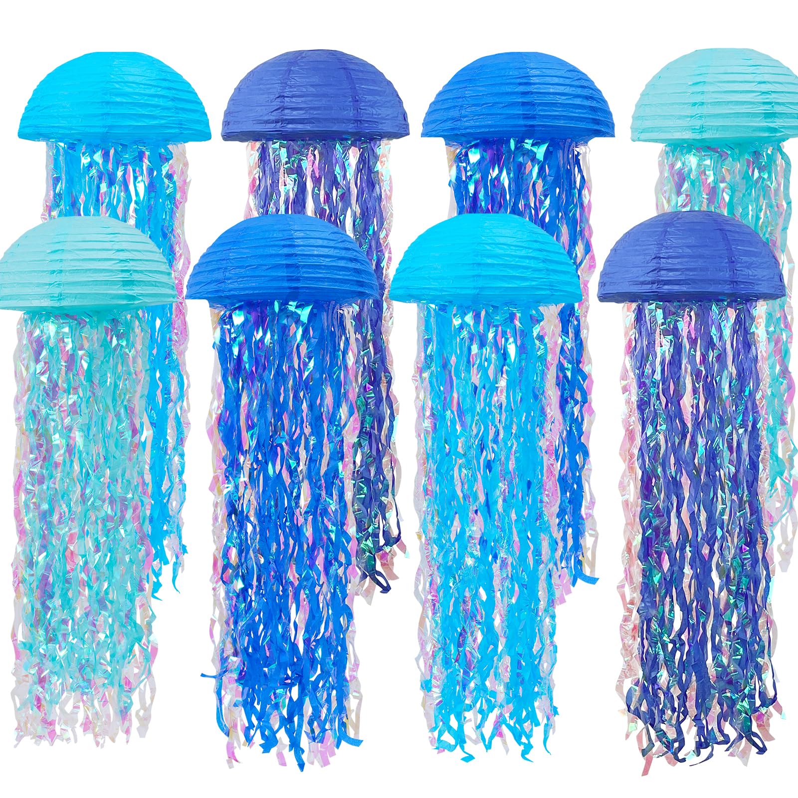YUNXUAN Mermaid Party Decorations, Jellyfish Paper Lanterns Blue Hanging Lantern for Mermaid Baby Shower Under The Sea Ocean Blu