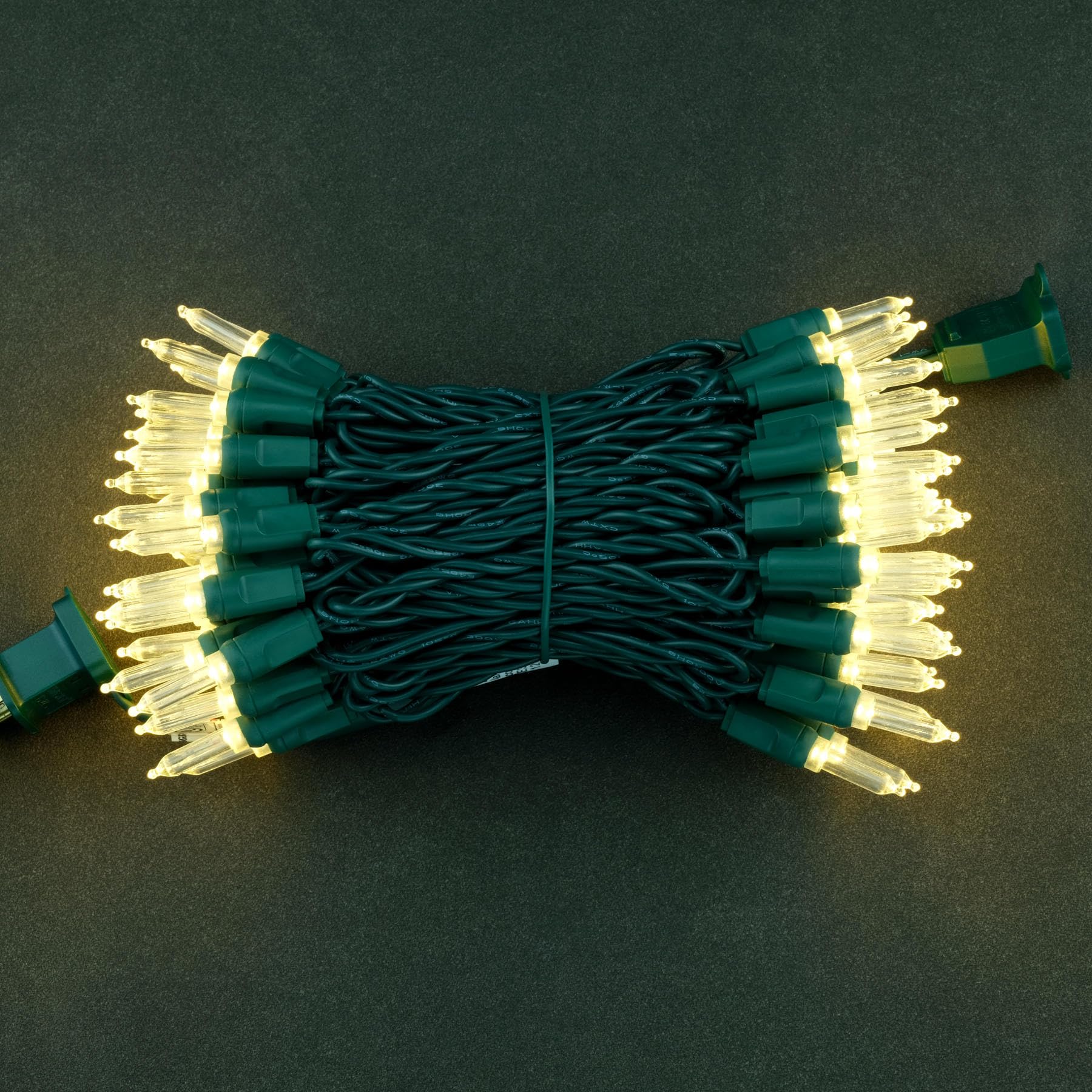 YULETIME T5 LED Christmas Lights, 100 Warm White Bulbs, 33 ft Waterproof Green Wire String Lights, Model YX-T5-100-3