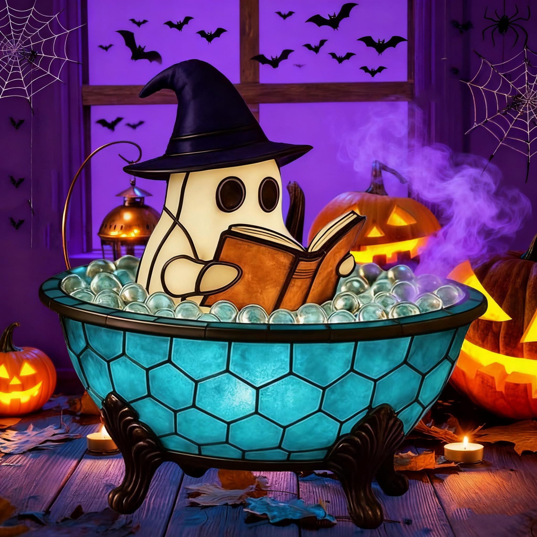 Rottipe Halloween Ghost Bubble Bath Lamp - Cute Bathtub Night Light for Spooky Decor, Reading, and Parties | Gift for Book Lover