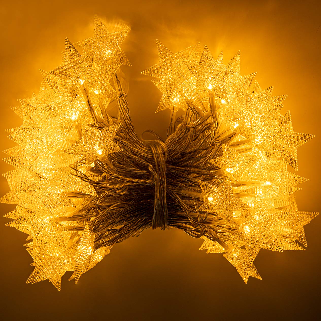 Awq 100 Led 49 Ft Star String Lights Plug In Fairy Twinkle String Lights 8 Modes Extendable For Indoor Outdoor Wedding Birthday Christmas Tree Garden Decor (Warm White)