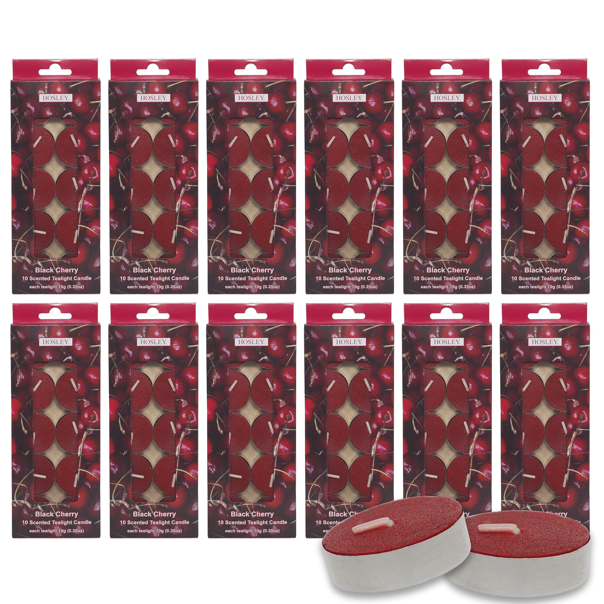 Hosley 120PCs Bulk Pack Black Cherry Fragrance Highly Scented Tea Light Candle. Ideal for Wedding Church Vigil Emergency Lantern