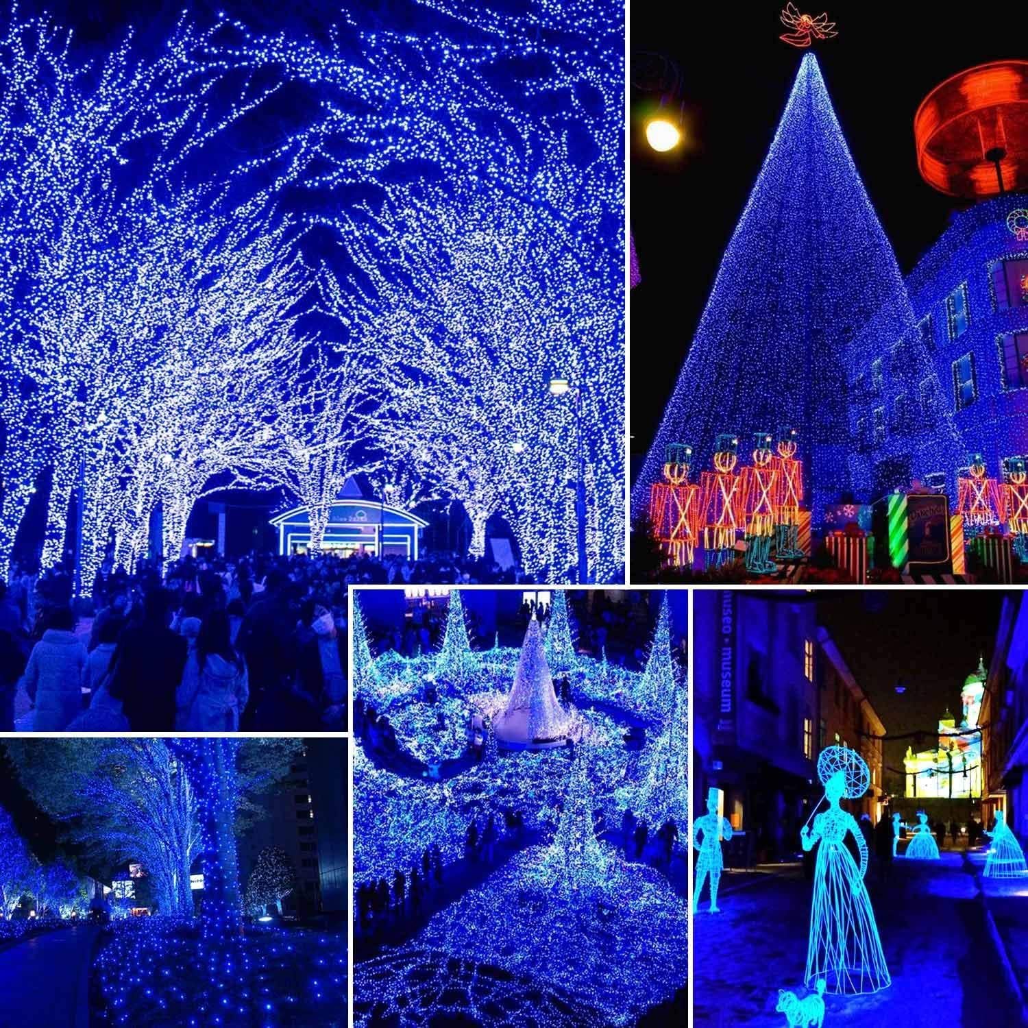 Solar String Lights Outdoor, 2-Pack Total 80Ft 200 Led Solar Christmas Twinkle Lights Outside Waterproof Copper Wire 8 Modes Solar Fairy Lights For Garden Tree Party Birthday Christmas Decor (Blue)