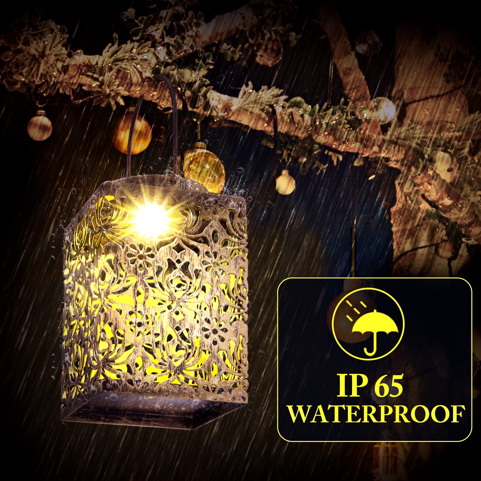 Ywywled Solar Lanterns 2 Pack - Waterproof Metal Garden Lights For Patio, Yard, Decor, Gifts