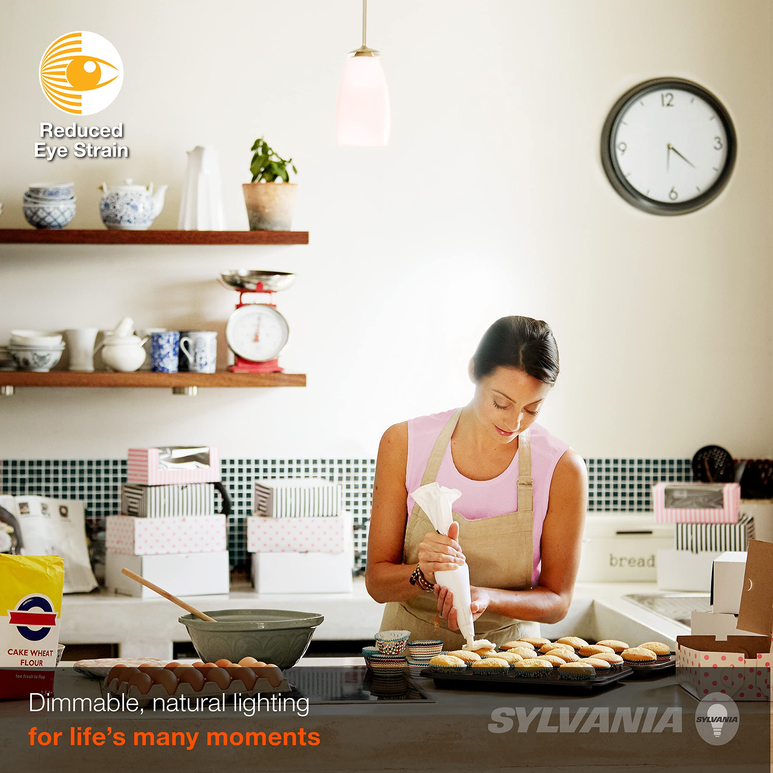 LEDVANCE Sylvania A19 LED Light Bulb, 60W = 8W, Dimmable, Frosted, Soft White, 4 Pack, 2700K, 13