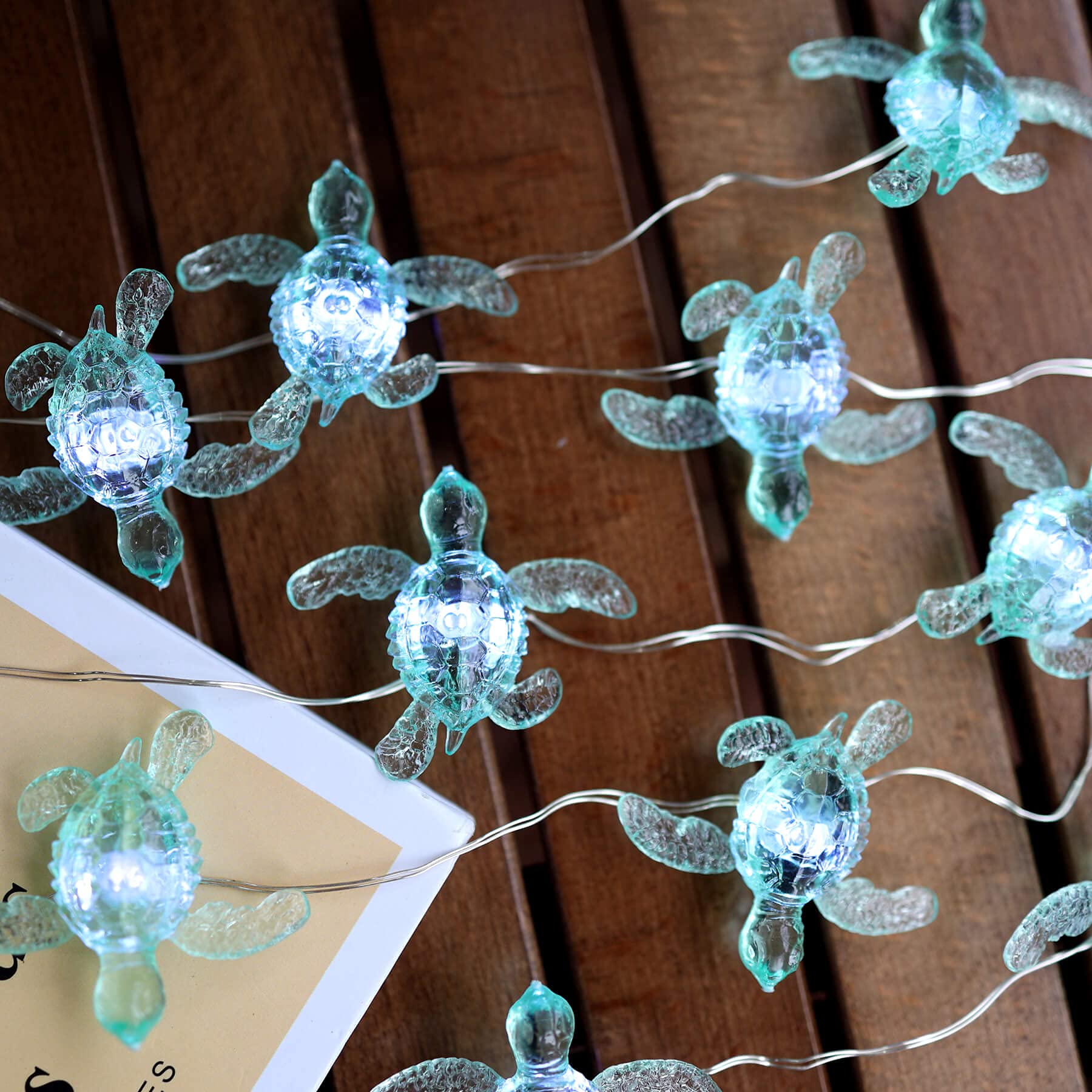 Jashika Green Sea Turtle String Lights - 10Ft 30 Leds, Usb Powered, Remote Control, Ocean Decor