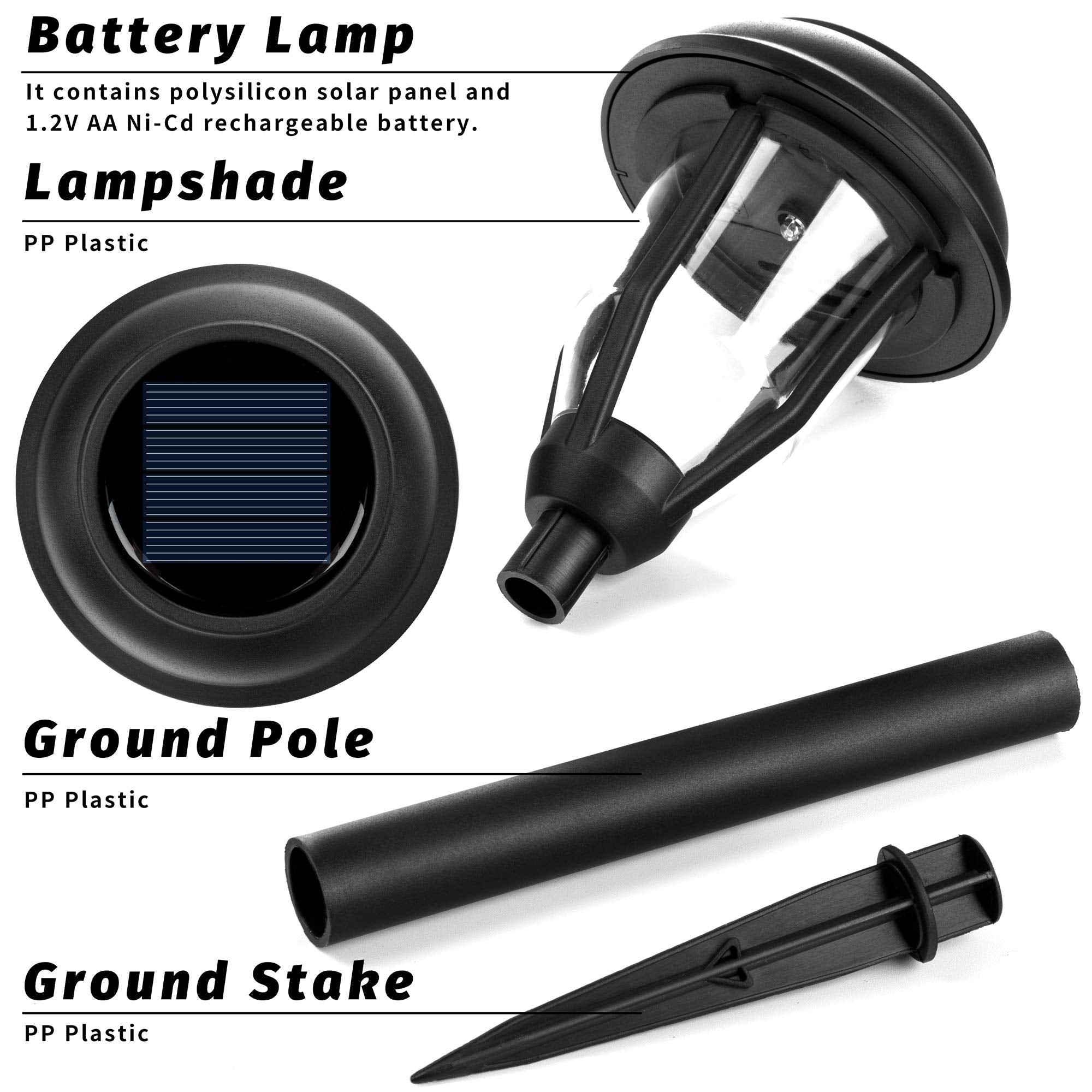 SOLPEX Solar Pathway Lights, 8 Pack, Waterproof, Warm White, Black, Model 8361-Y for Garden, Yard, Landscape, Walkway