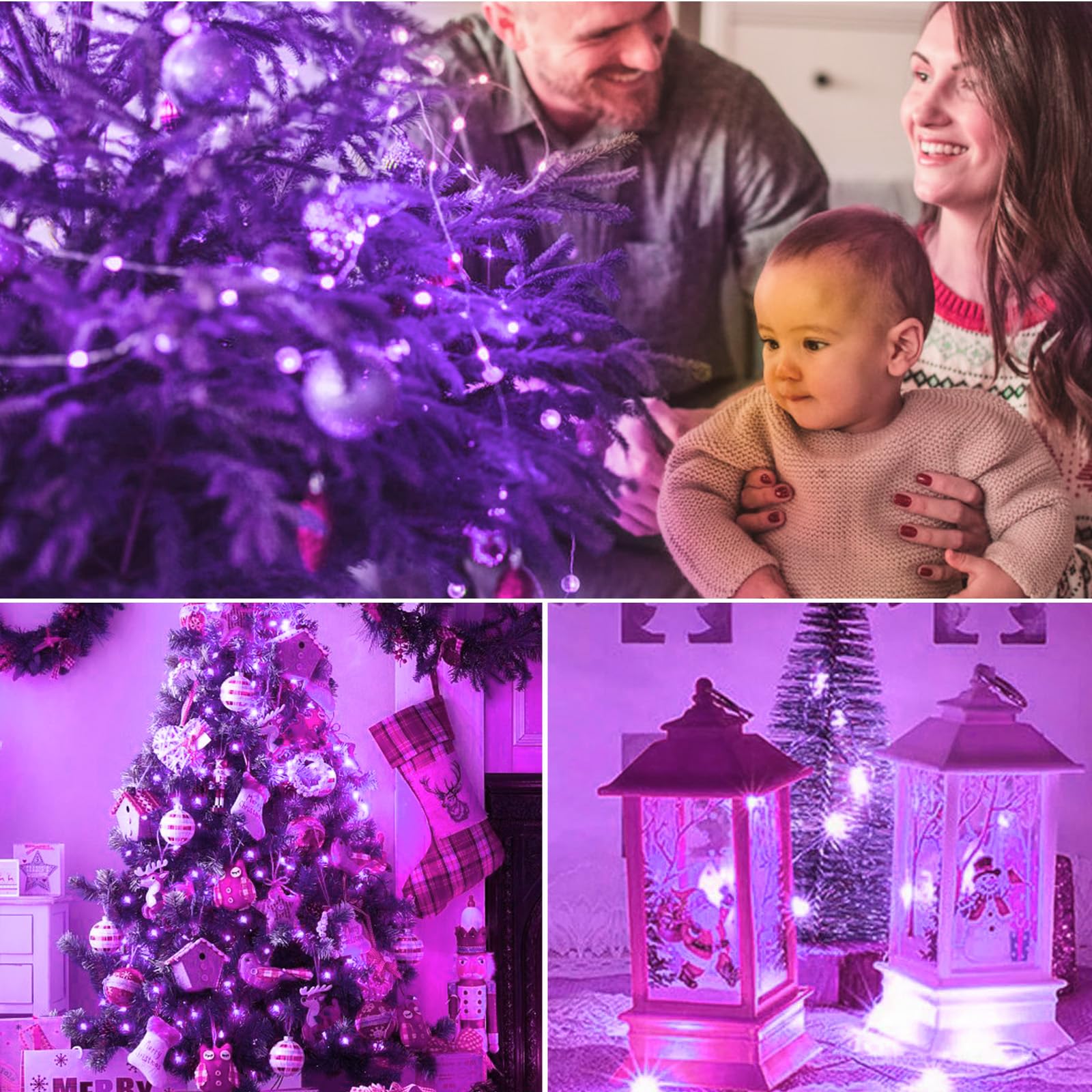 kolpop Fairy Lights Battery Operated 20 LED Purple String Lights 7 FT, 30 Pack, Copper for Mason Jars, DIY Decor