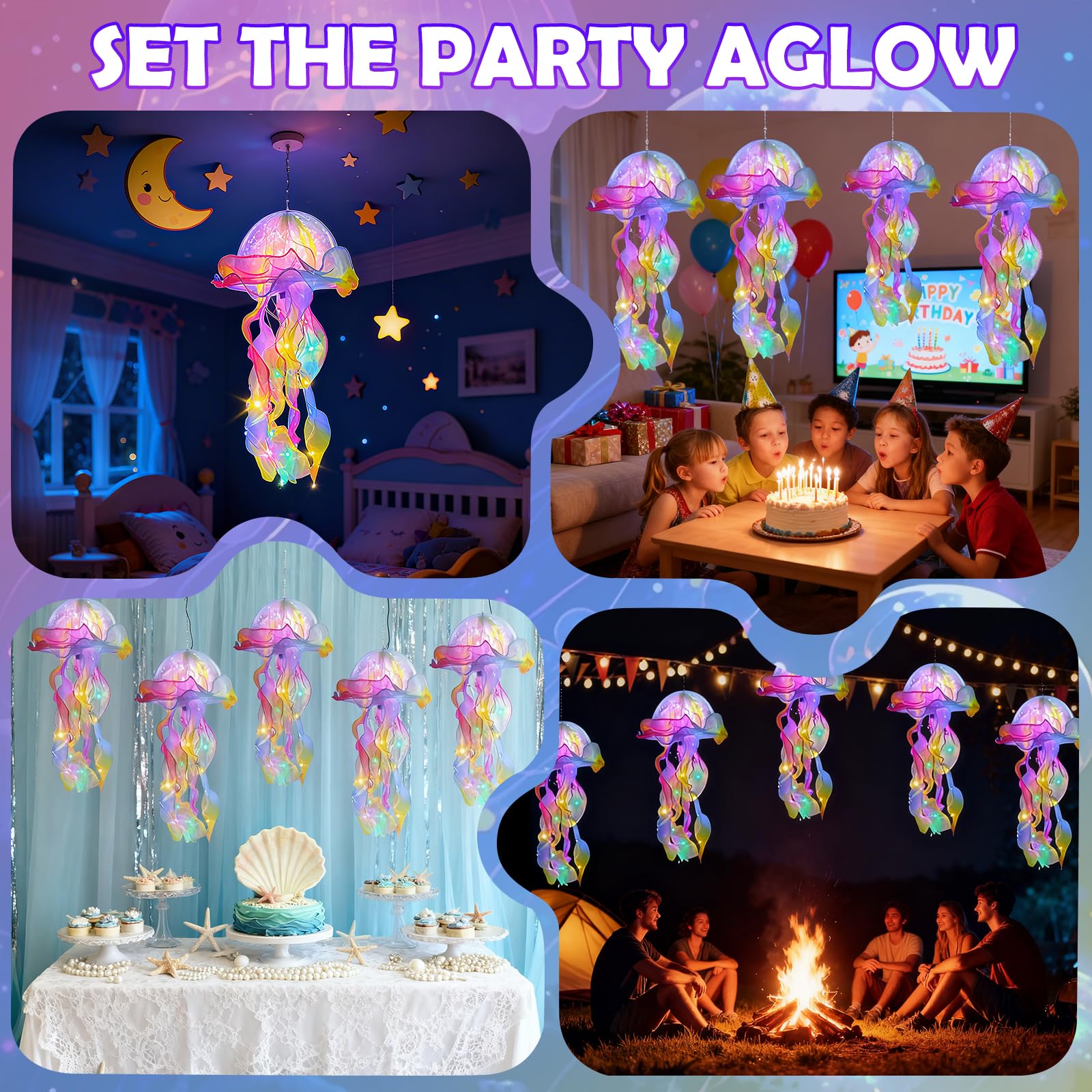Awatin Jellyfish Decor  Rainbow Jellyfish Lanterns - Hanging Jelly Fish Decoration For Mermaid Theme Party & Under The Sea Party Decorations  Birthday Gift Supplies For Women Girls Baby