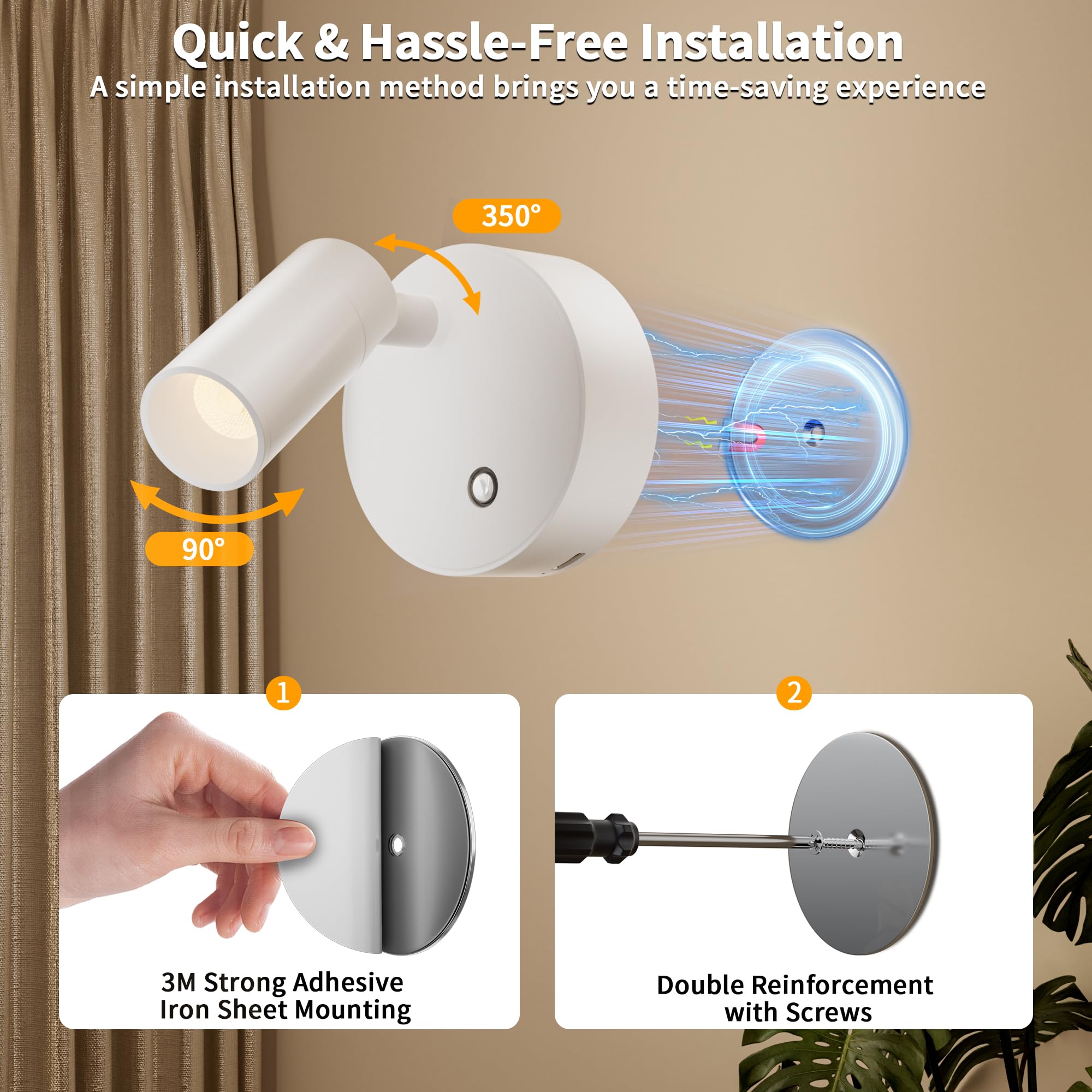 GORDNWE Rechargeable LED Spotlight - Wireless Battery Operated Accent Light, Remote Control, 1 Pack, White, Model DX0036