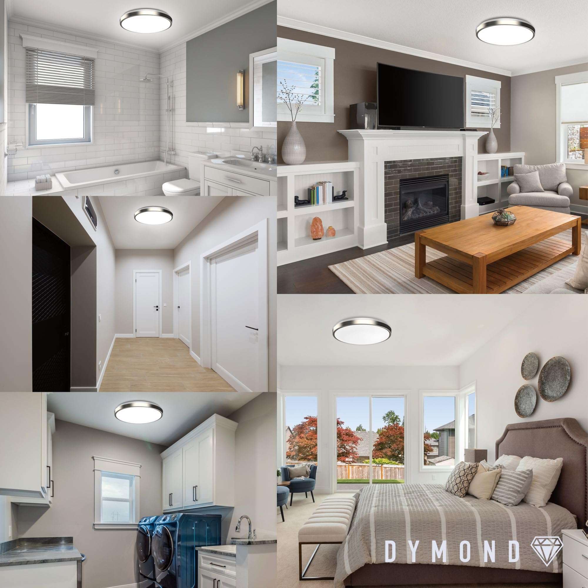 Dymond 11&quot; Led Flush Mount Ceiling Light Dimmable Adjustable Switch Color Temperature 5 Cct Warm To Cool White 2700K/3000K/3500K/4000K/5000K Selectable (11 Inches)