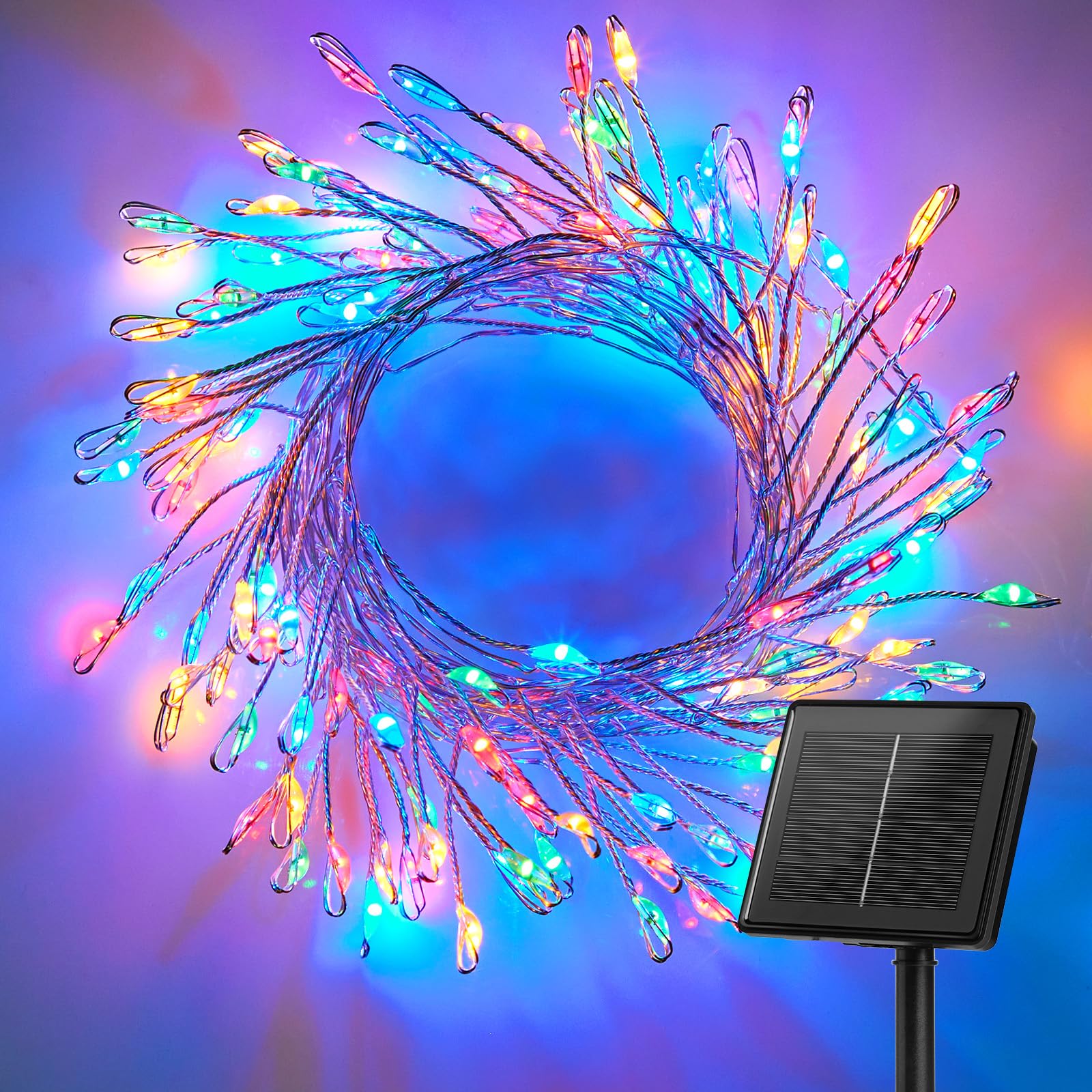 Brightown Solar String Lights, 240 LED, 19.6Ft, Waterproof, 8 Modes, Multicolor, Copper Material