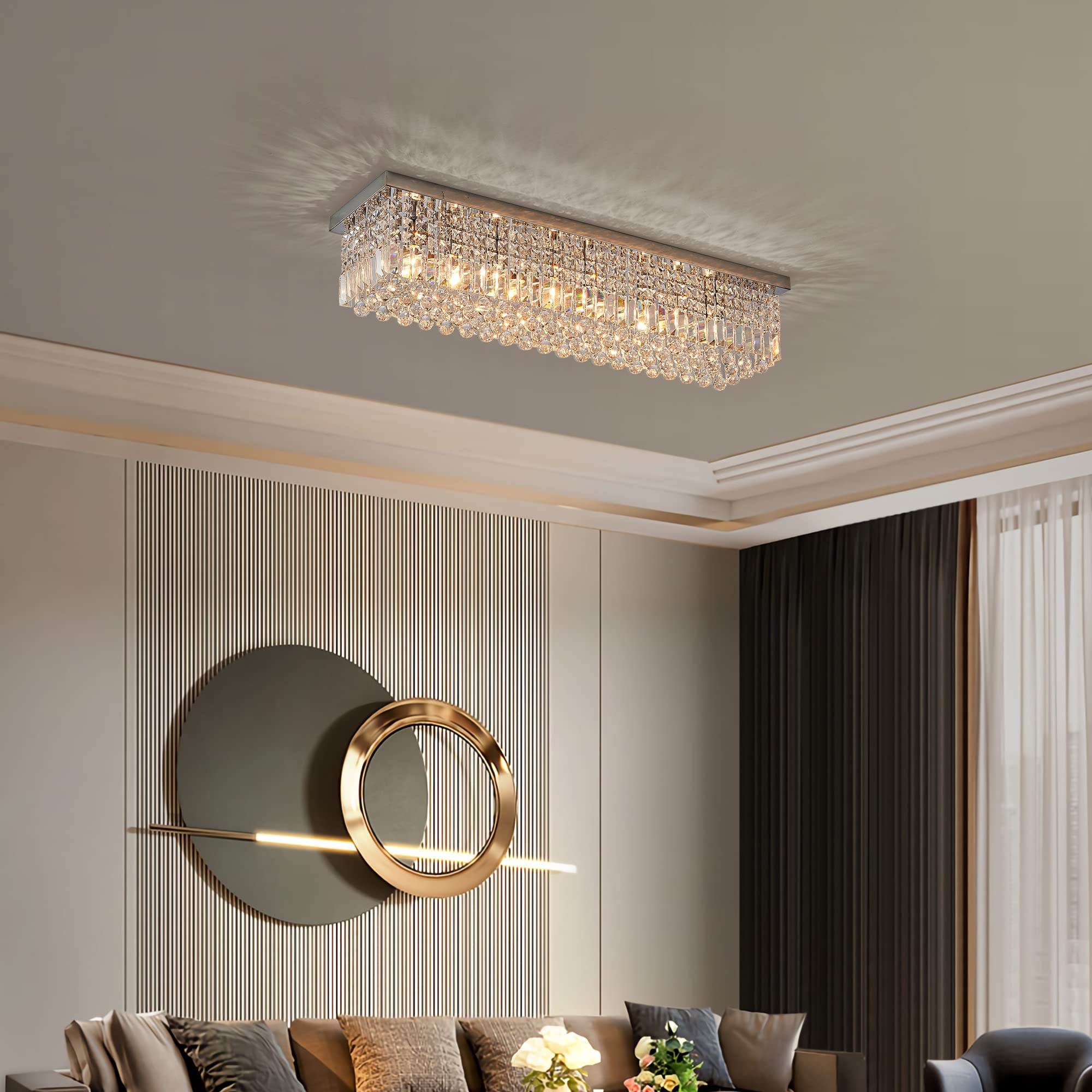 7Pm Modern Large Chandeliers - 47.2 Chrome Stainless Steel Dining Room Light Fixture, Model Cl010896