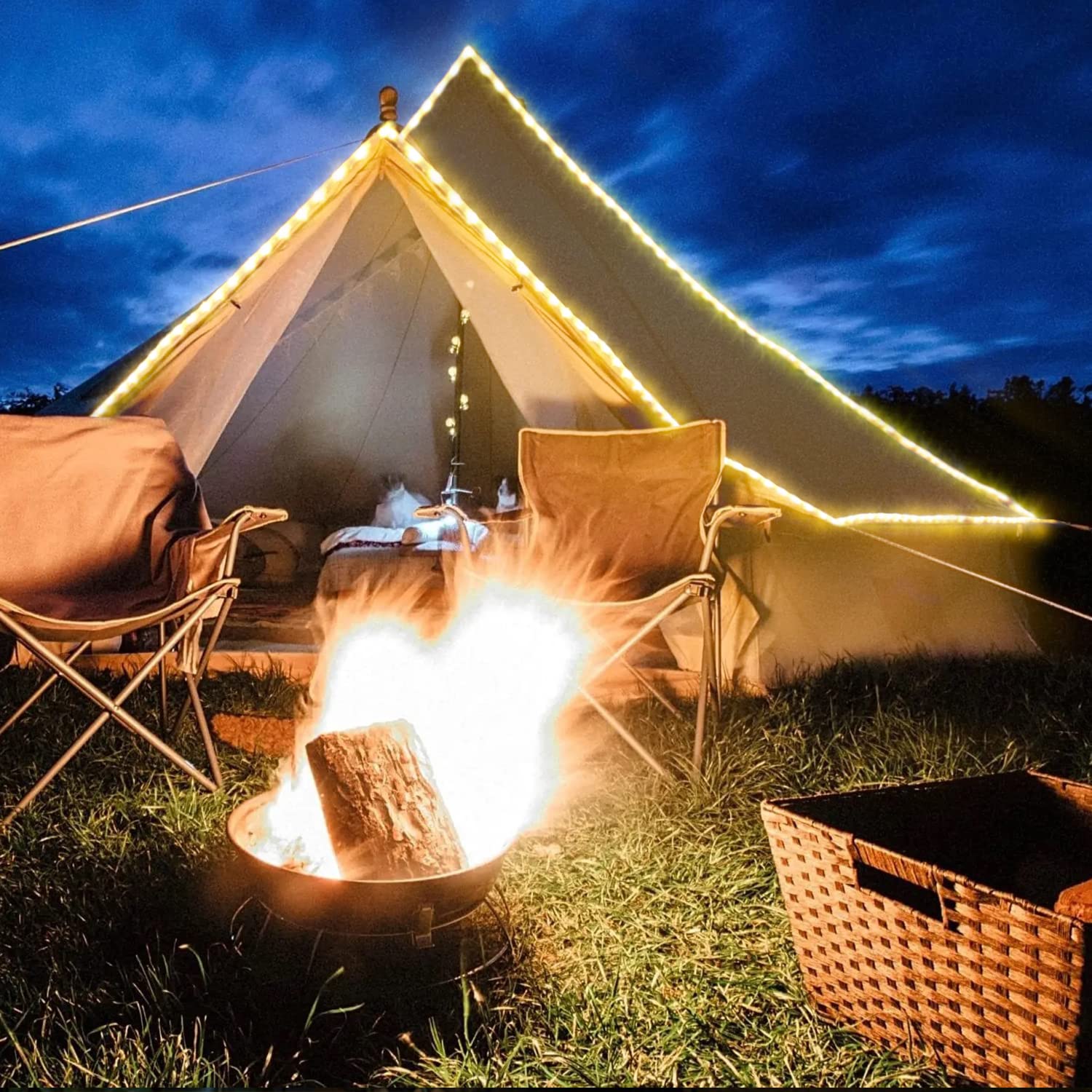 Potive 33Ft 100 Led Solar Rope Lights, Warm White Solar Powered Rope Lights, 8 Modes Solar Rope Lights Outdoor Waterproof For Tr