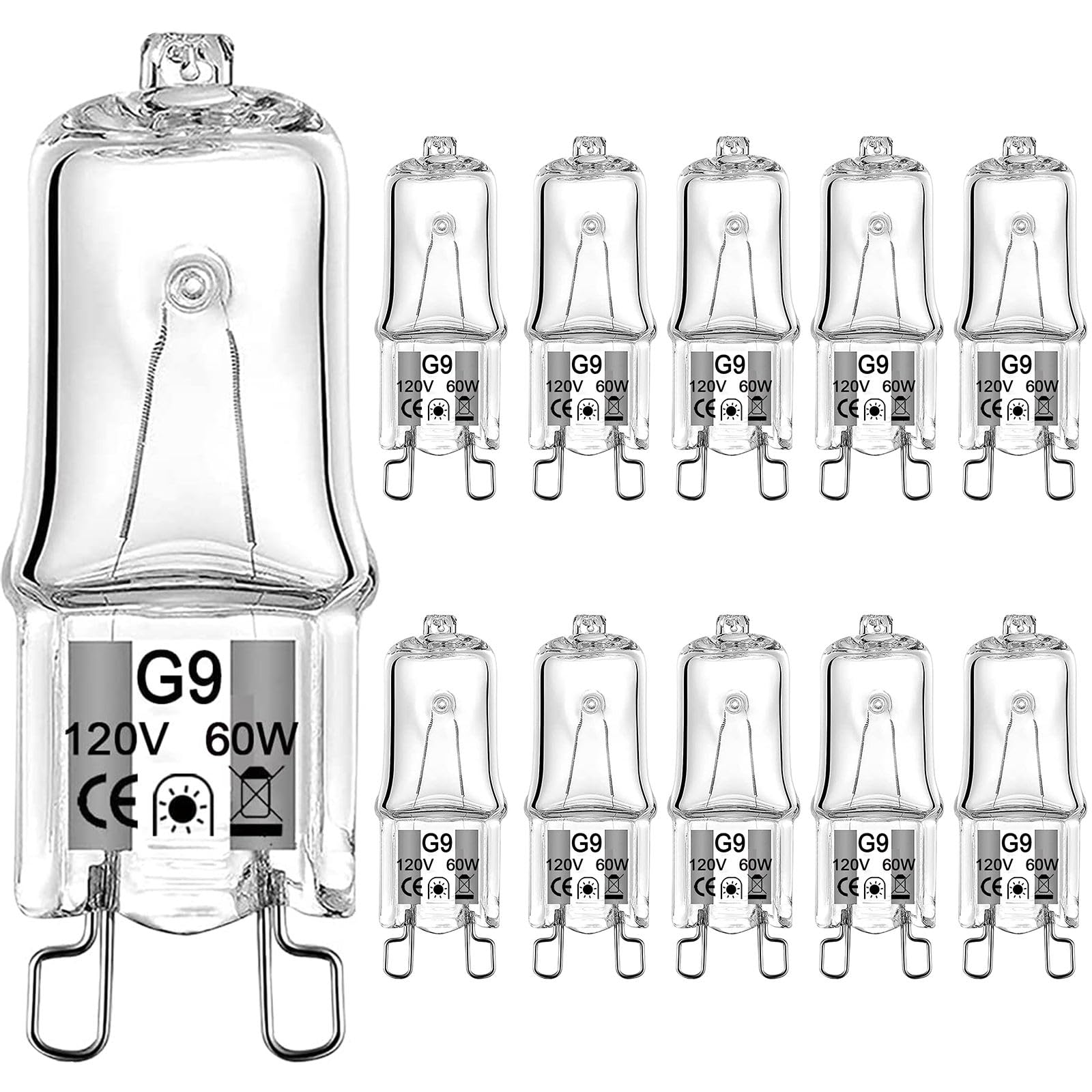 G9 Halogen Bulb 60 Watt 120 Volt Dimmable T4 Jcd Type Bi-Pin Base For Chandeliers, Pendants, Cabinet Lights, Landscape Lights Re