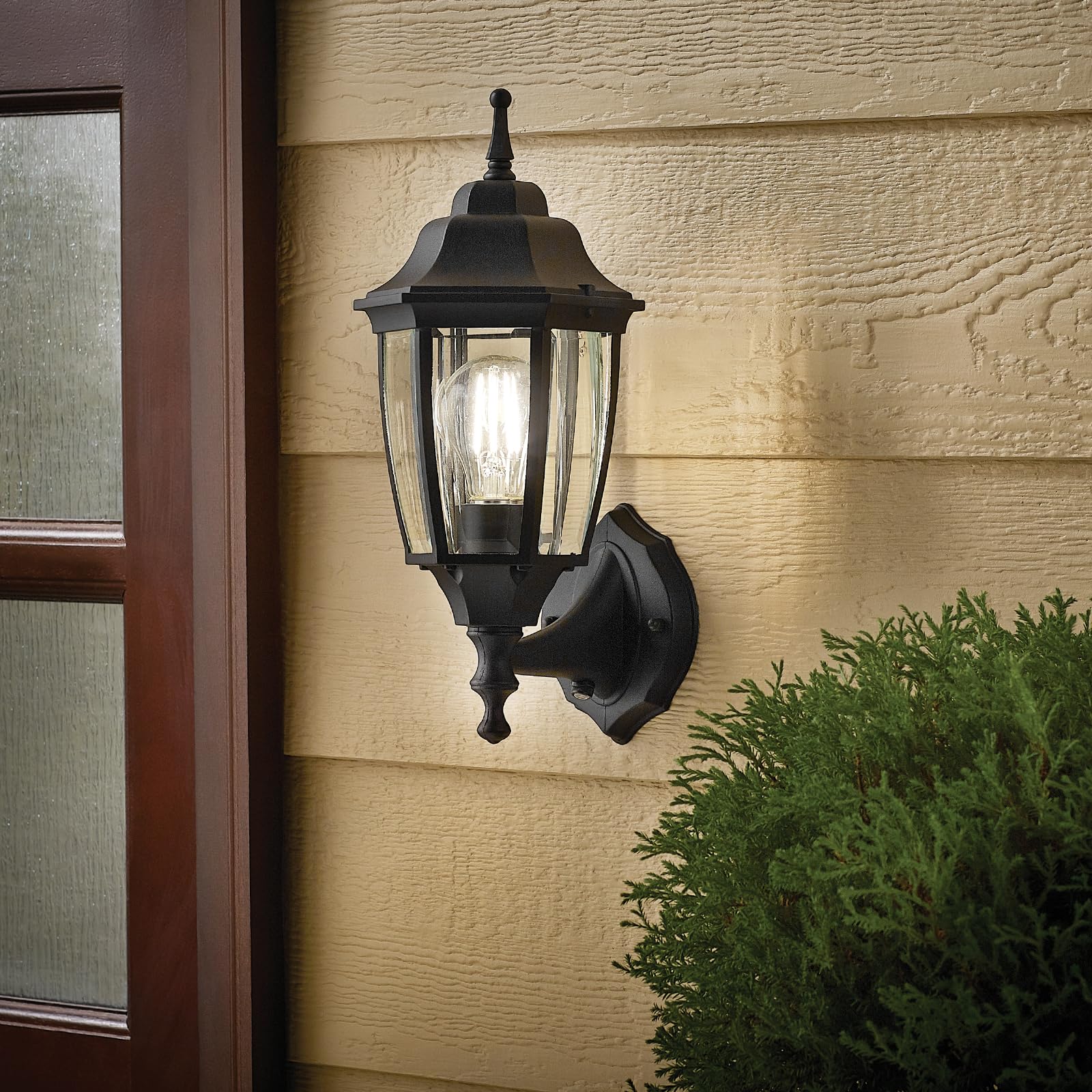 MULANDI Photocell-Controlled Outdoor Wall Light - Die-Cast Aluminum & Glass Water-Resistant Exterior Fixture, Wet Location Rated