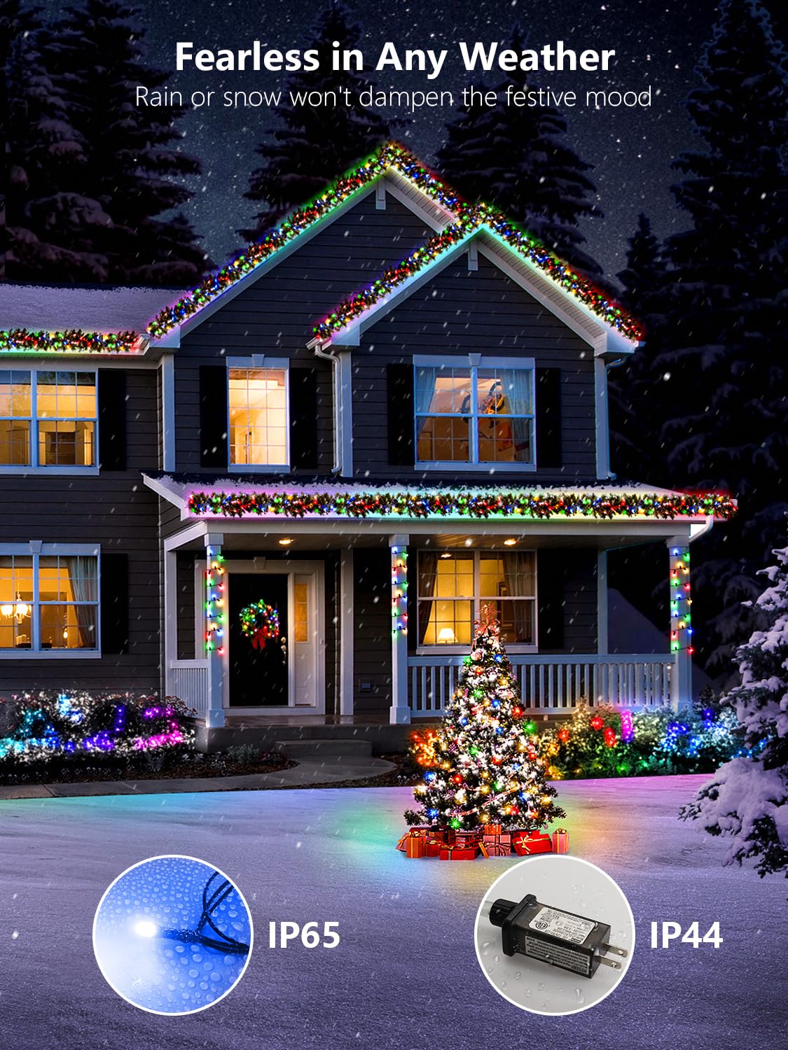 Roscoo 300 Led String Lights Outdoor  100Ft Multicolor Christmas Lights For Outside With Remote  Timer Memory Function  8 Modes Waterproof Fairy Lights Plug In  For Xmas Tree Bedroom Patio Party