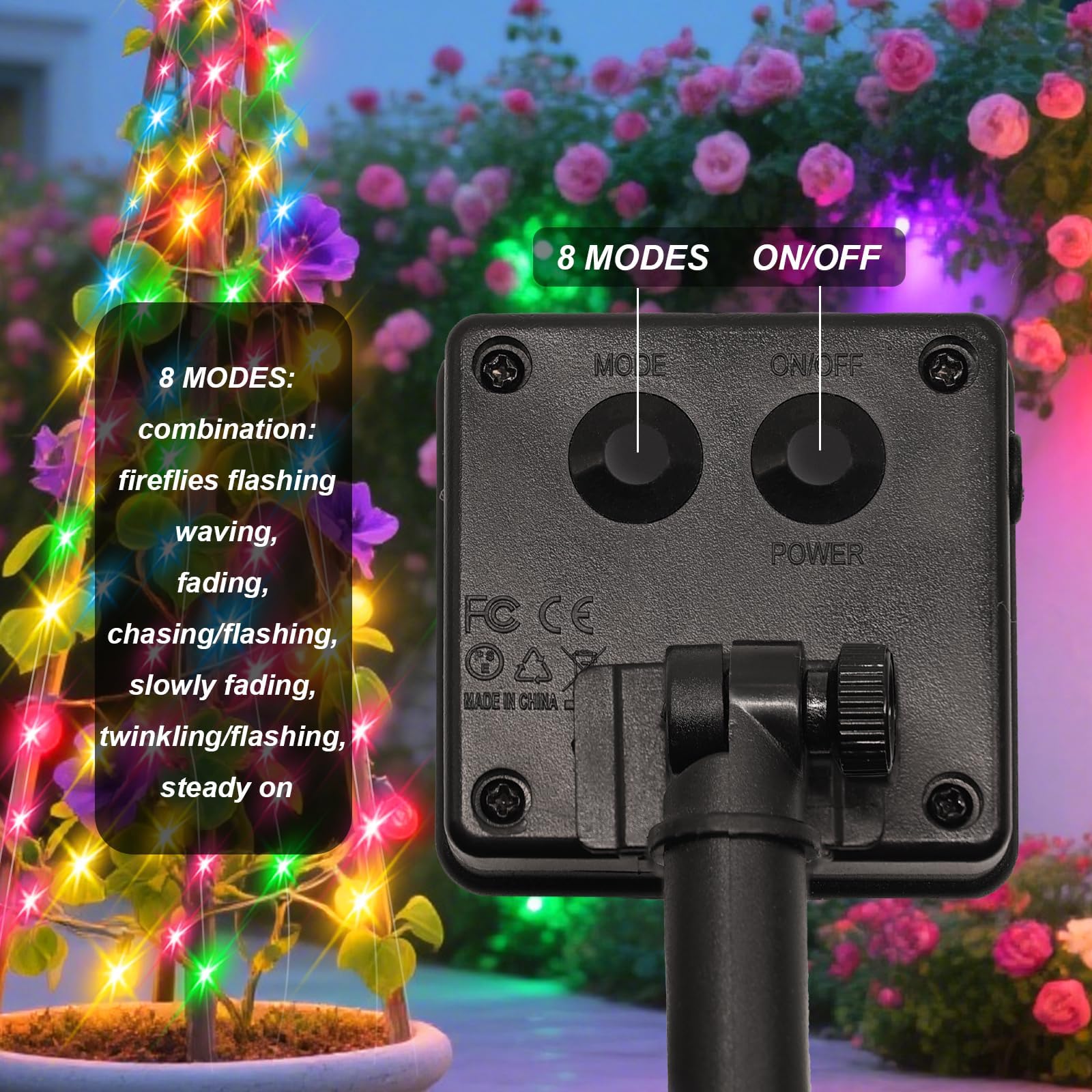Znycye Solar Waterfall Fairy Bunch Lights Outdoor Waterproof 200Leds 8 Modes Watering Can Light  Multi-Colored Solar Powered String Lights Firefly Vine Christmas Tree Garden Decorations Gifts For Mom