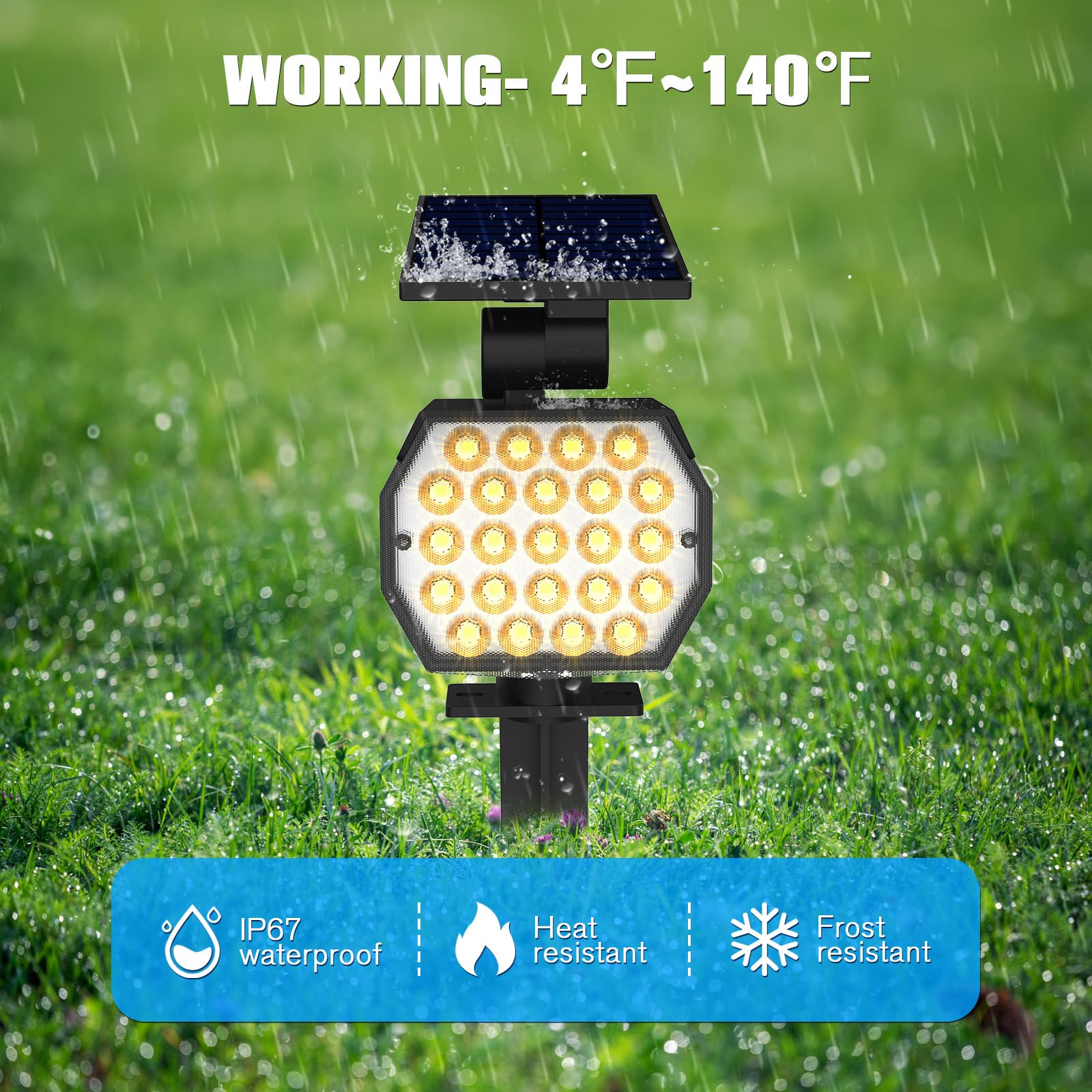 NIORSUN Solar Spot Lights, 23 LEDs, IP67 Waterproof, 3 Lighting Modes, 8 Pack, Warm White, Model TBD60-Warm8