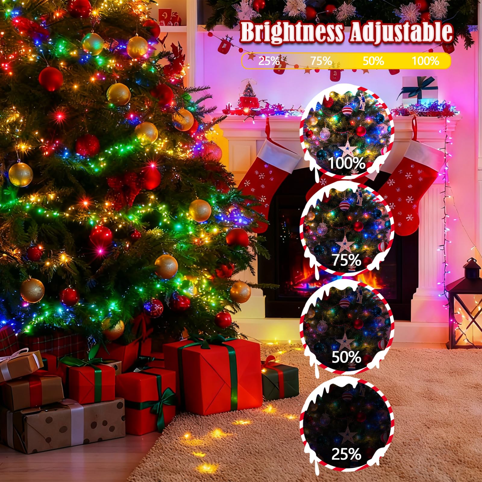 Voice Control 88Ft 240Led Smart Christmas String Lights Outdoor/Indoor | String Lights Plug In With Remote  12Modes  7Voice Commands & Timers  Christmas Twinkle Light For Xmas Tree Decor (Multicolor)