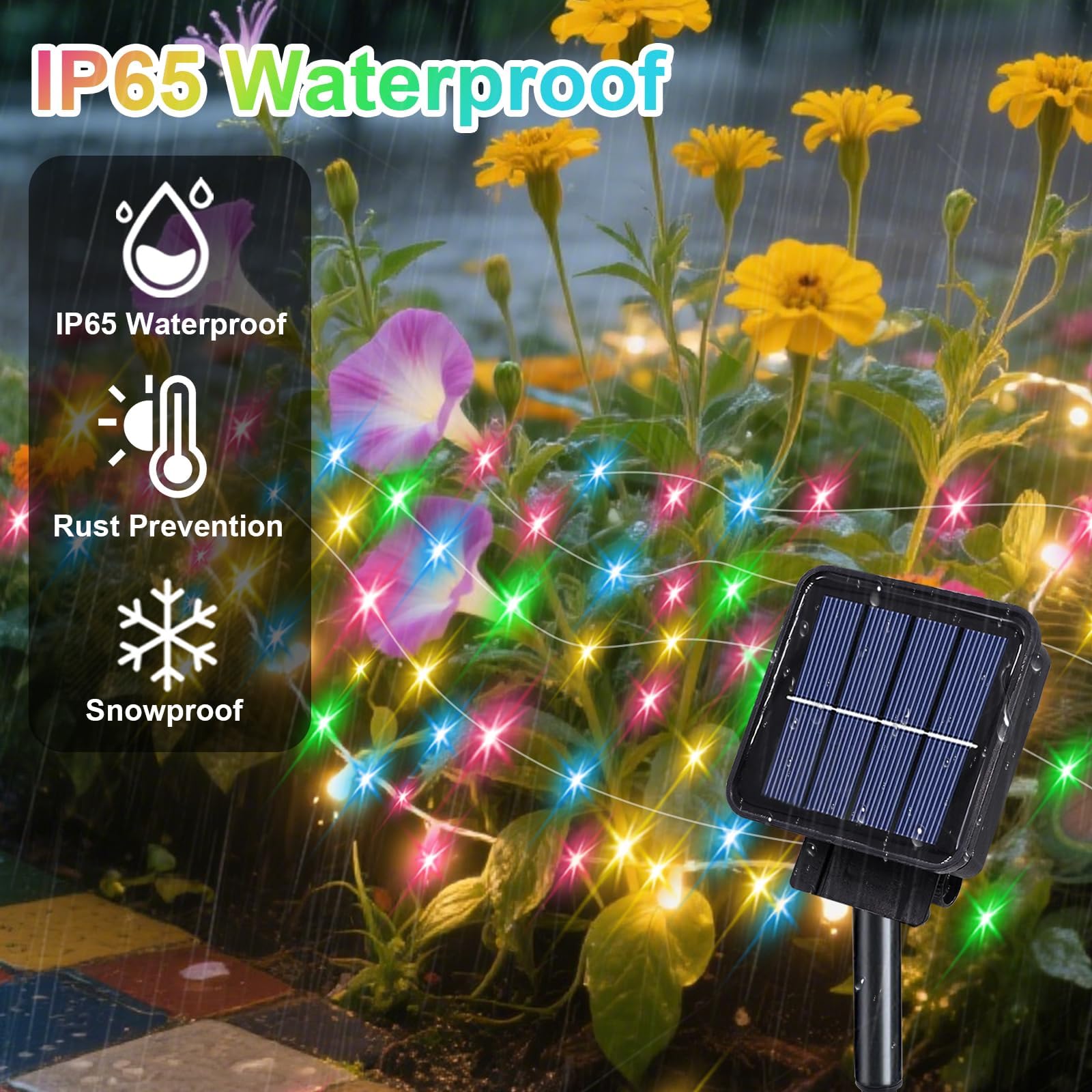Znycye Solar Waterfall Fairy Bunch Lights Outdoor Waterproof 200Leds 8 Modes Watering Can Light  Multi-Colored Solar Powered String Lights Firefly Vine Christmas Tree Garden Decorations Gifts For Mom