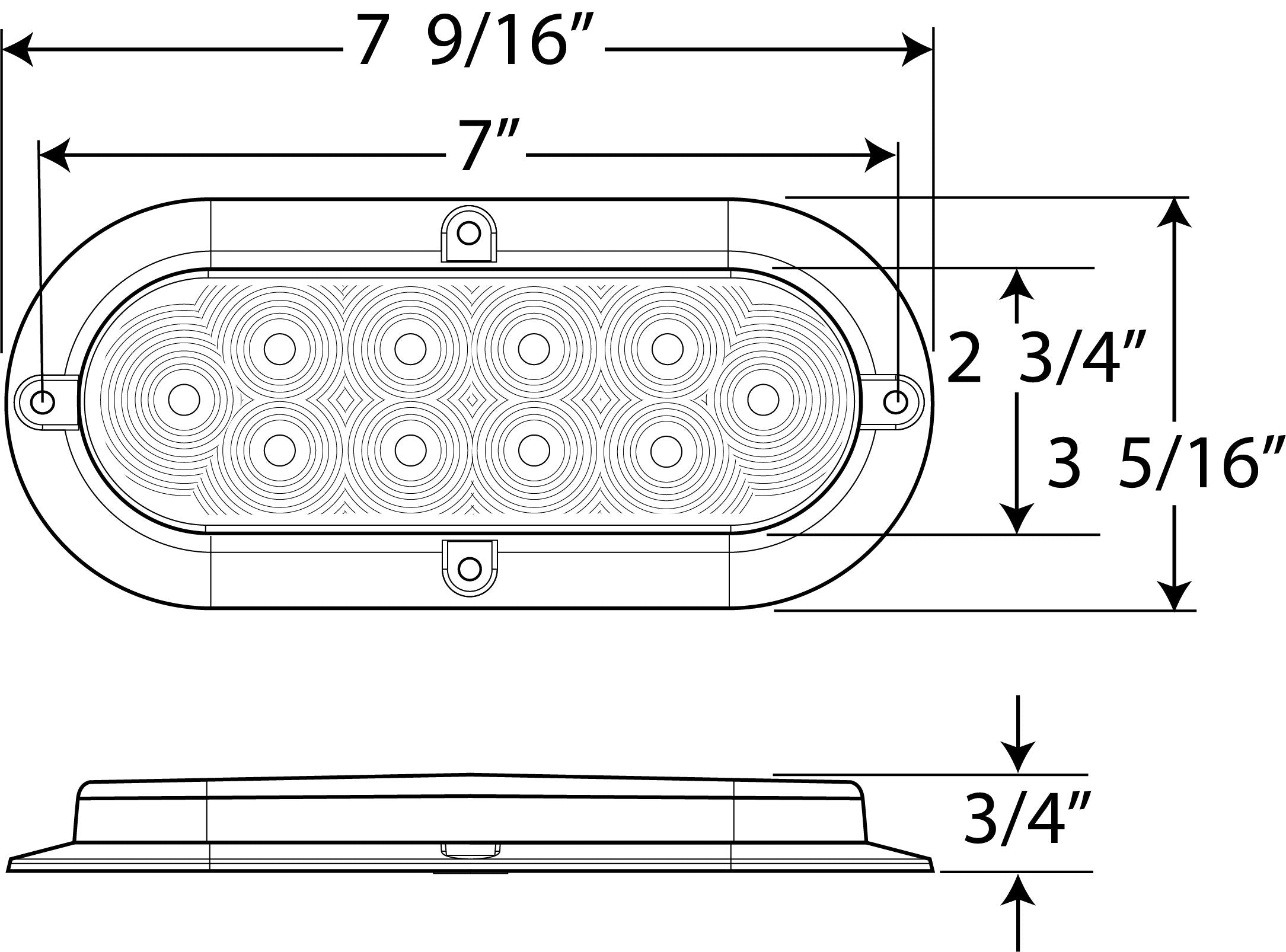 Optronics Stl78Rk Red Lens 6&quot; Oval Sealed Led Light For Surface Mount