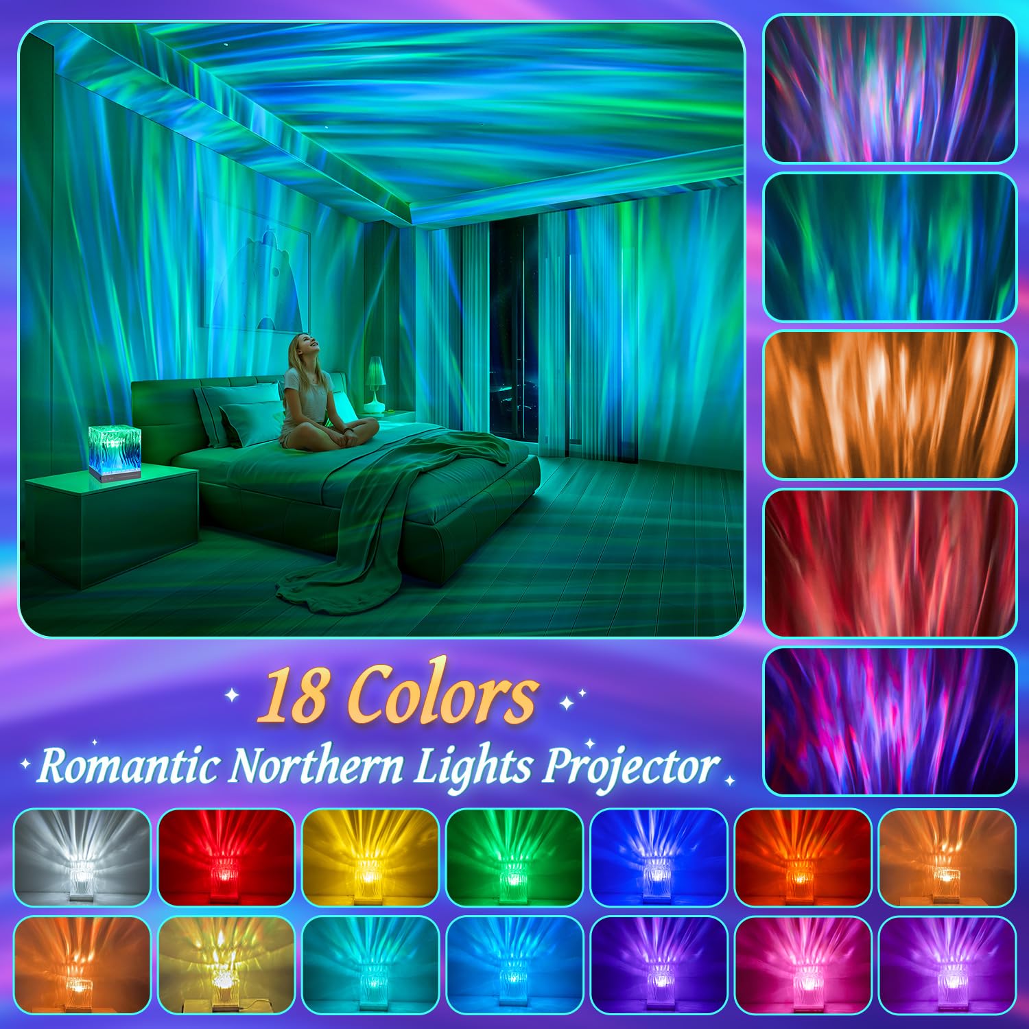 PIKOY Shower Lamp with Bluetooth, 15 White Noise Sounds, 18 Colors, Model WH-E22