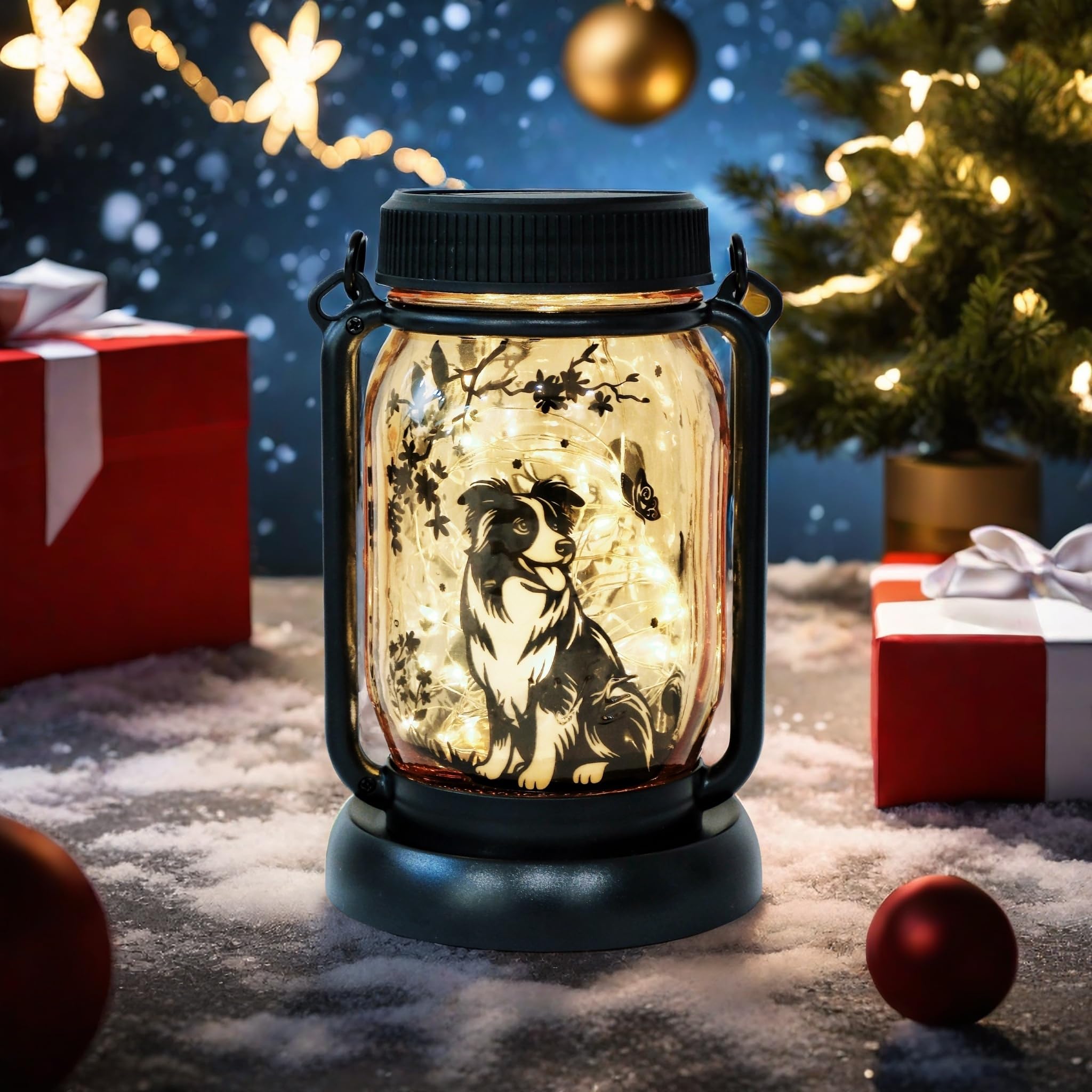 Dog Butterfly Solar Lanterns, Outdoor Solar Lights, Border Collie Gifts, Corgi Gifts, Garden Decor, Patio Decor, Garden Gifts, G