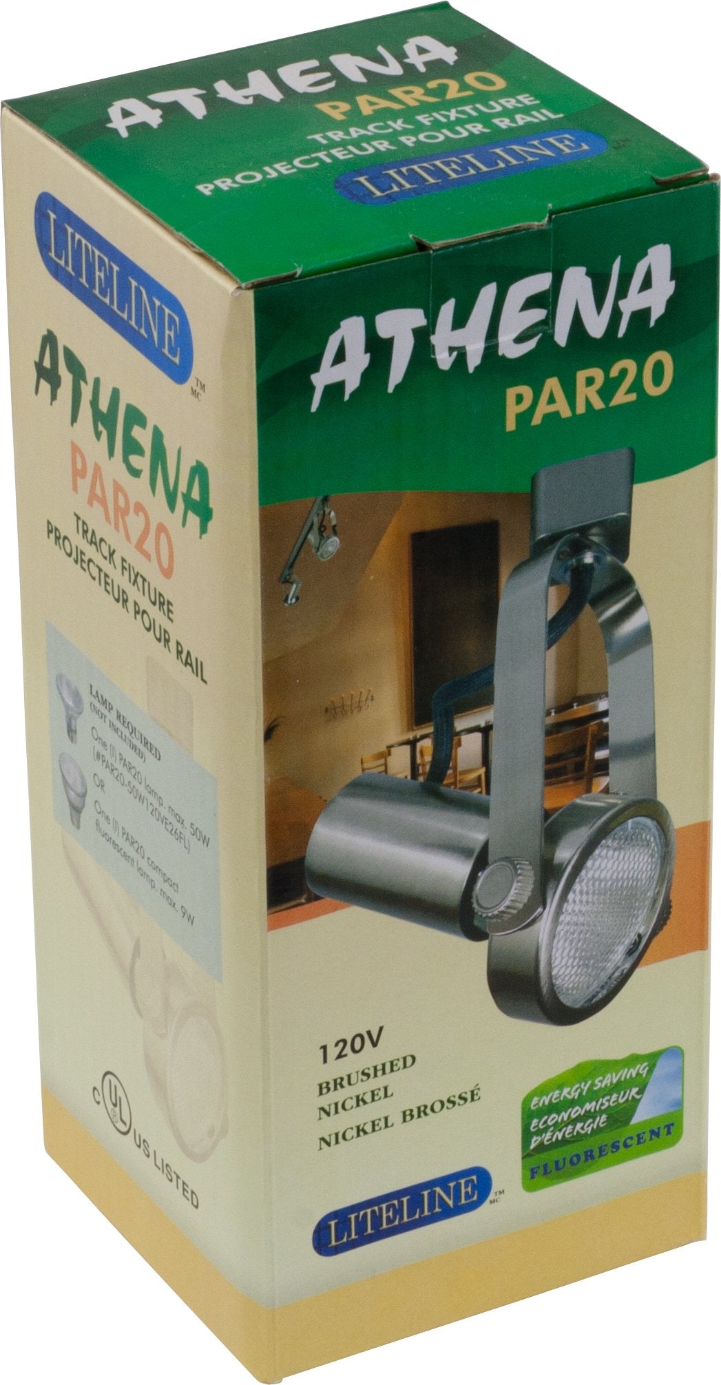 Liteline Par220/20-Bn Athena Par20 Track Fixture, 120V, Brushed Nickel