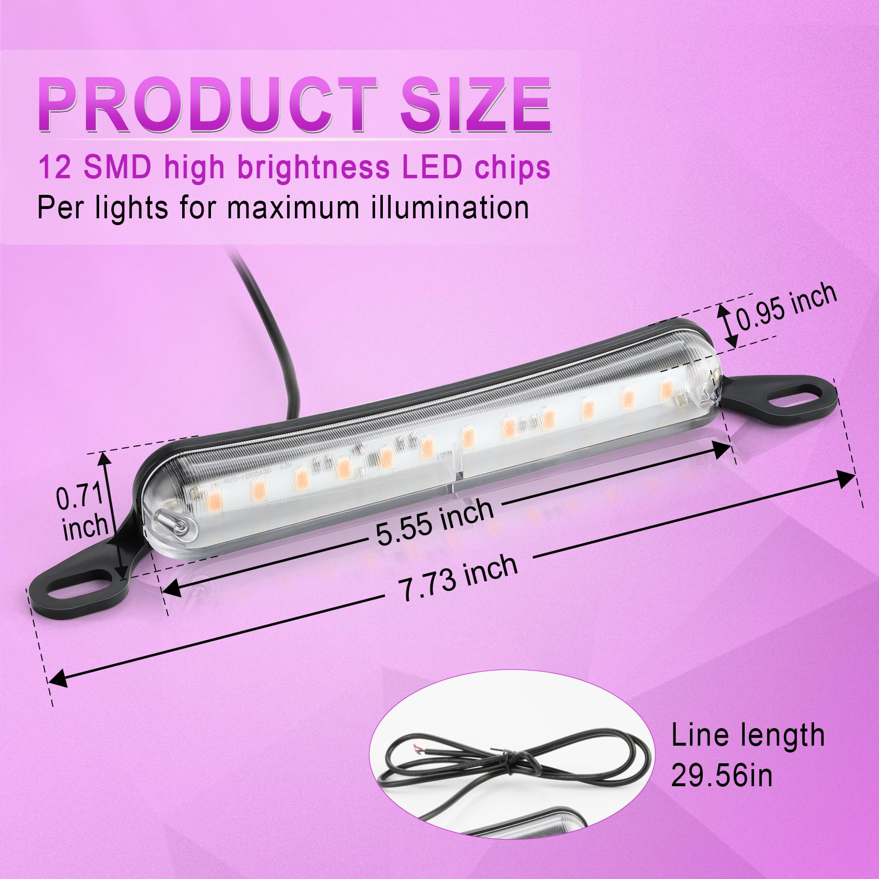 LivTee LED License Plate Light Assembly, Extremely Bright Purple Tag Lights for Truck, UTV, ATV, RV, Boat Accessories