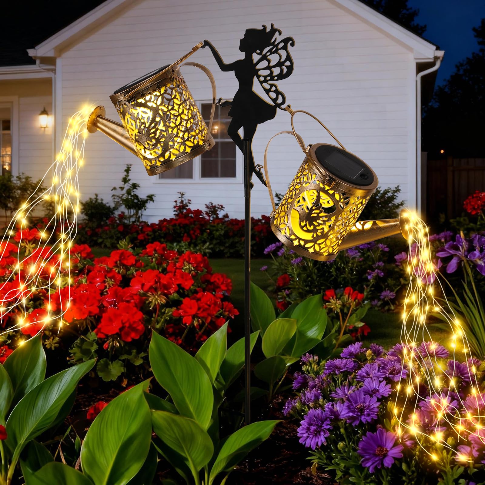 LOVERUIS Solar Watering Can Light - Solar Garden Light with 8 Color Changing Modes  IP65 Waterproof  Perfect Garden Decor for Outside  Patio  Wedding & Lawn Gift for Women  Mom  Grandma