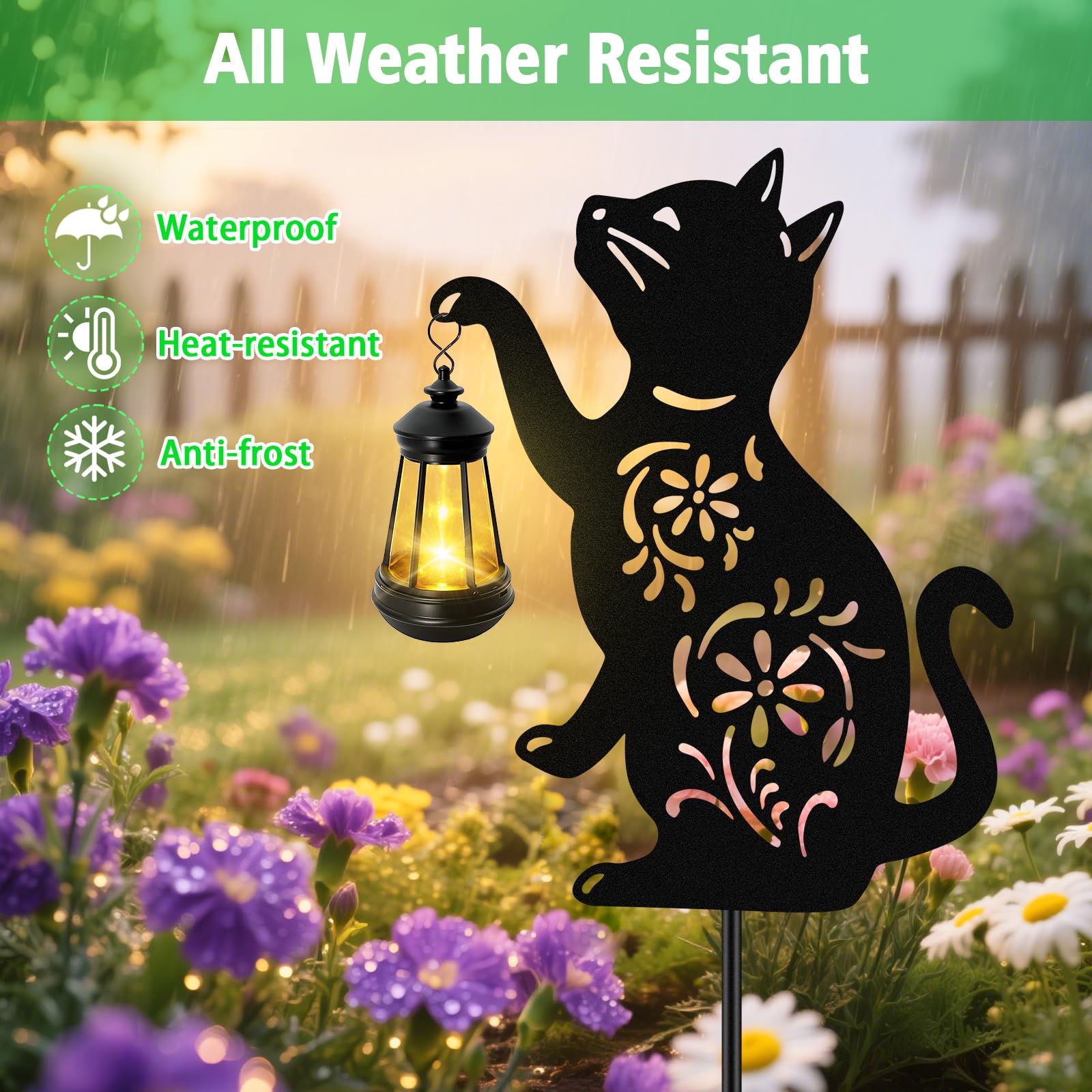 Solar Cat Hanging Lantern Outdoor  Black Cat Solar Lights  Cat Lover Gifts For Women Mom Grandma Birthday Christmas MotherS Day Waterproof Garden Ornaments Decor Outside Backyard Patio Pathway