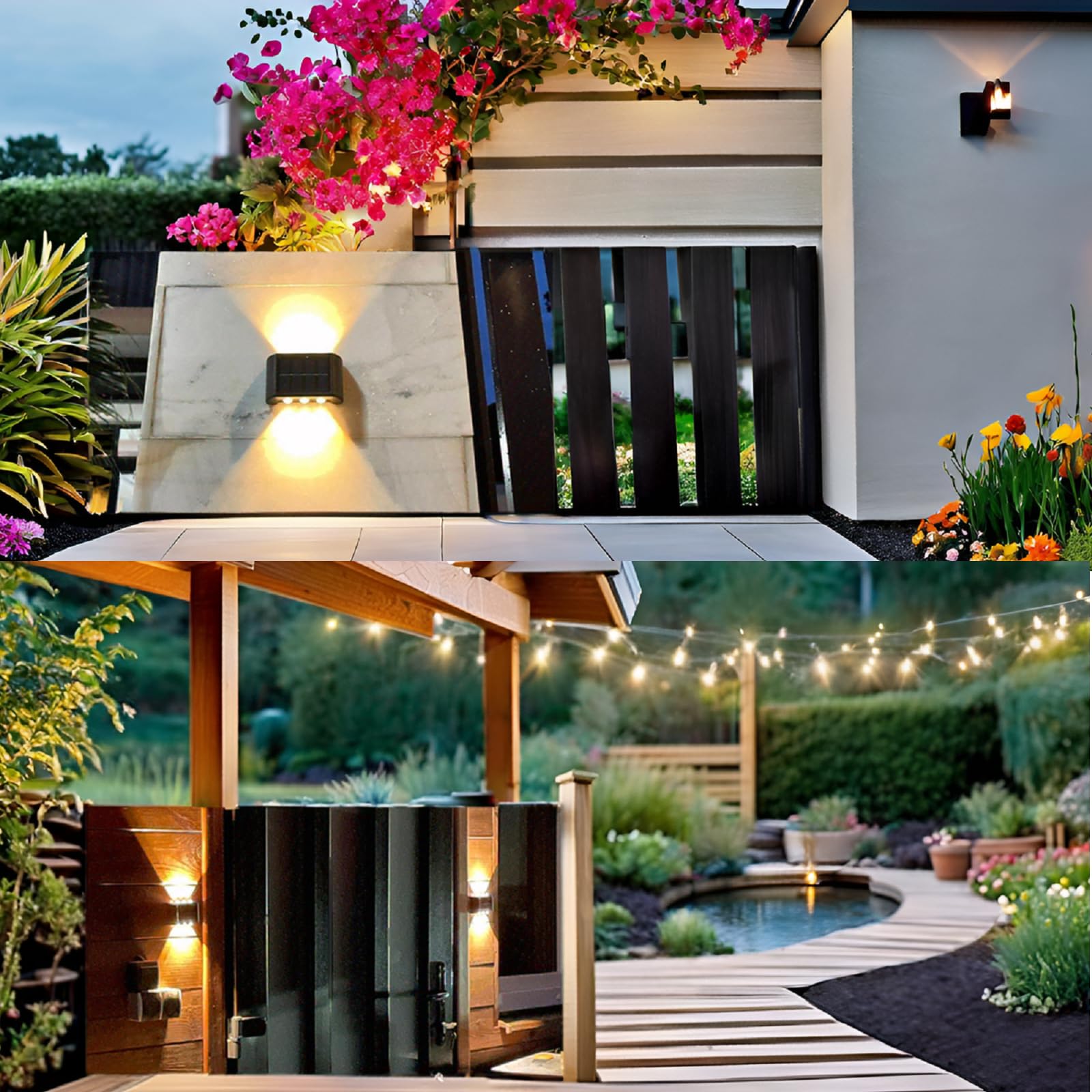 Aslidecor Solar Fence Lights, 2 Pack Waterproof Warm White Step Light For Outdoor Use