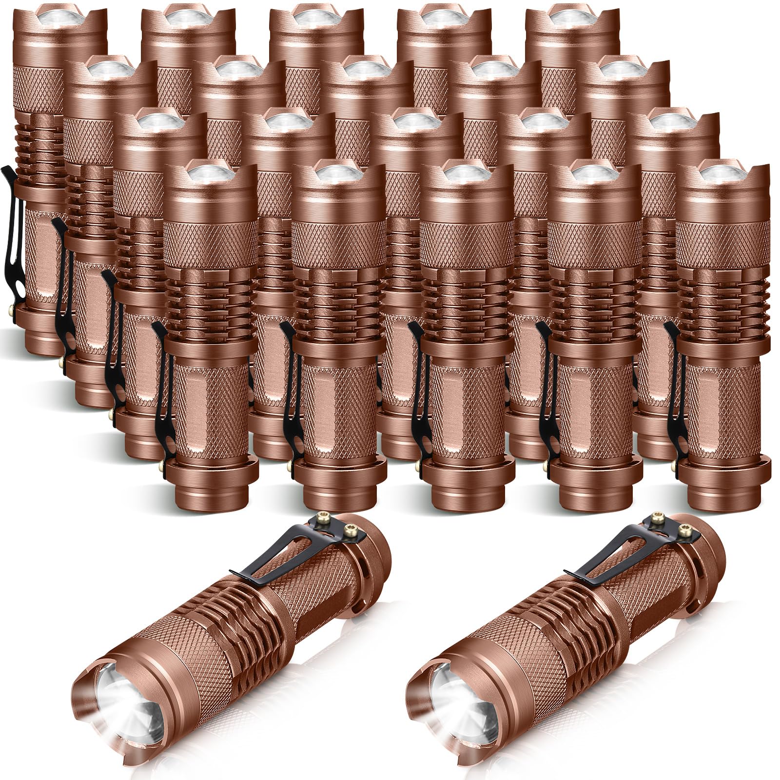Fumete LED Flashlight Mini Tactical Torch 3 Mode Adjustable Focus Water Resistant Brown QA-Fumete-3343